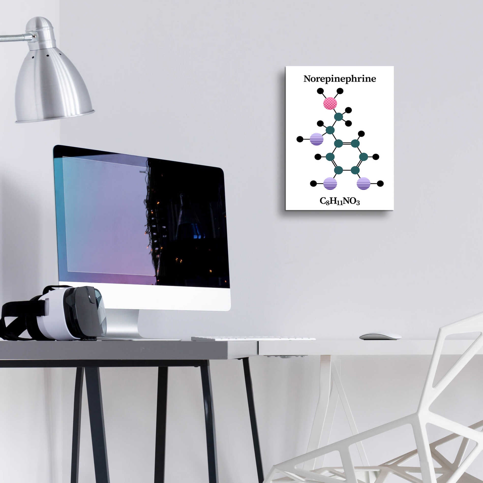 Epic Art 'Norepinephrine Molecule' by Epic Portfolio, Acrylic Glass Wall Art,12x16