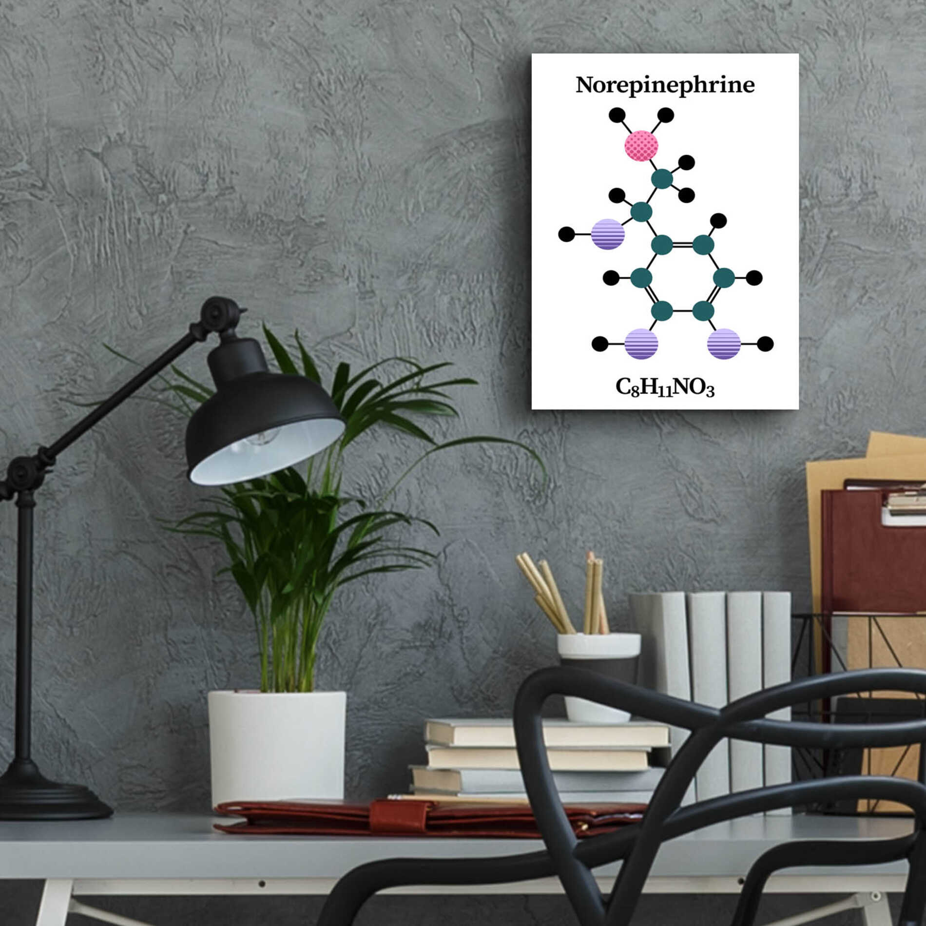 Epic Art 'Norepinephrine Molecule' by Epic Portfolio, Acrylic Glass Wall Art,12x16