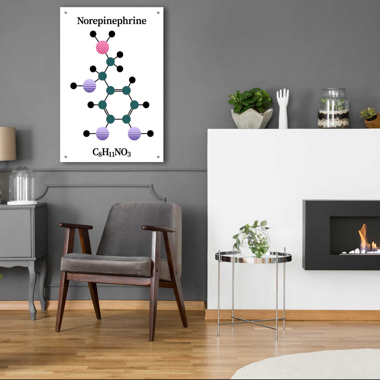 Epic Art 'Norepinephrine Molecule' by Epic Portfolio, Acrylic Glass Wall Art,24x36