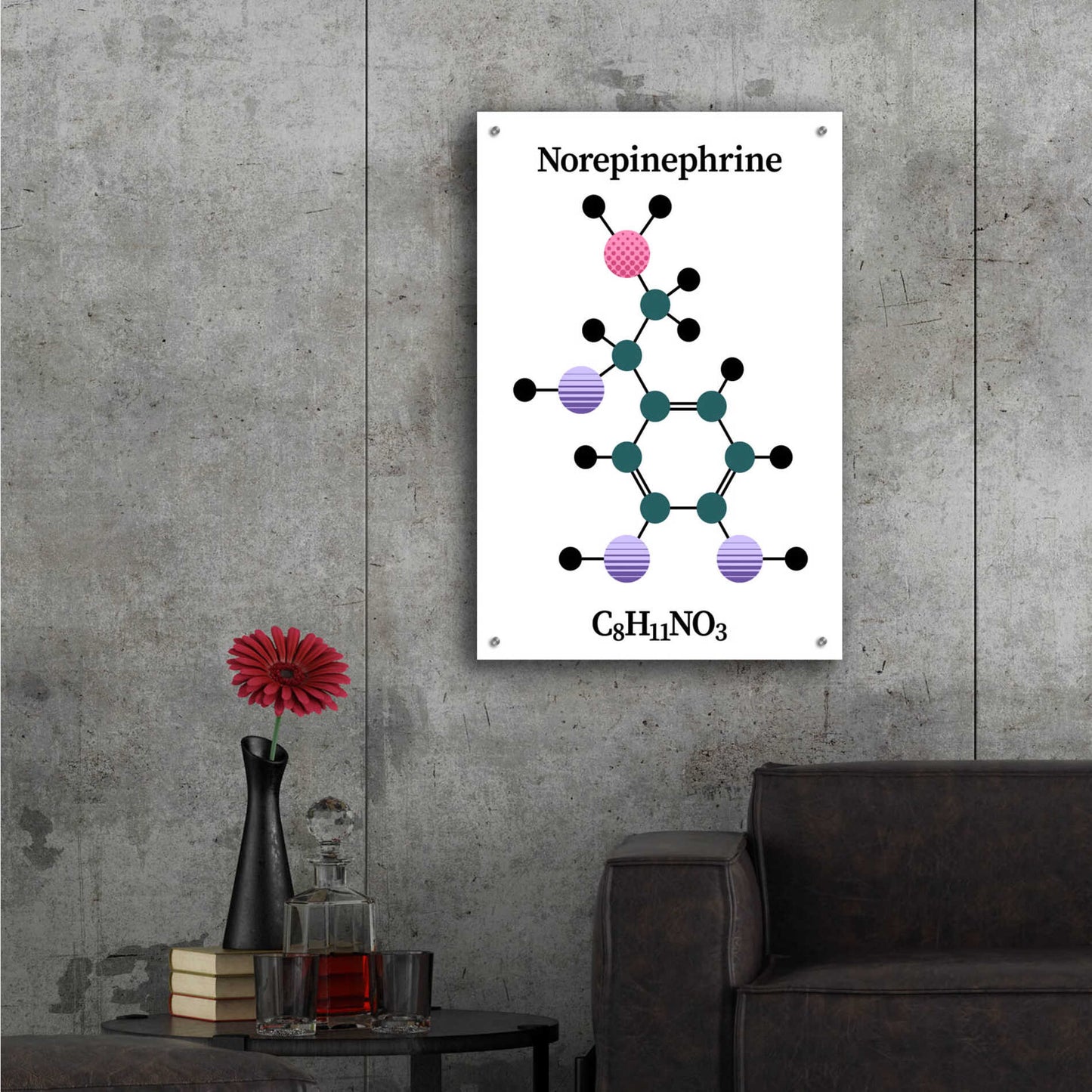 Epic Art 'Norepinephrine Molecule' by Epic Portfolio, Acrylic Glass Wall Art,24x36