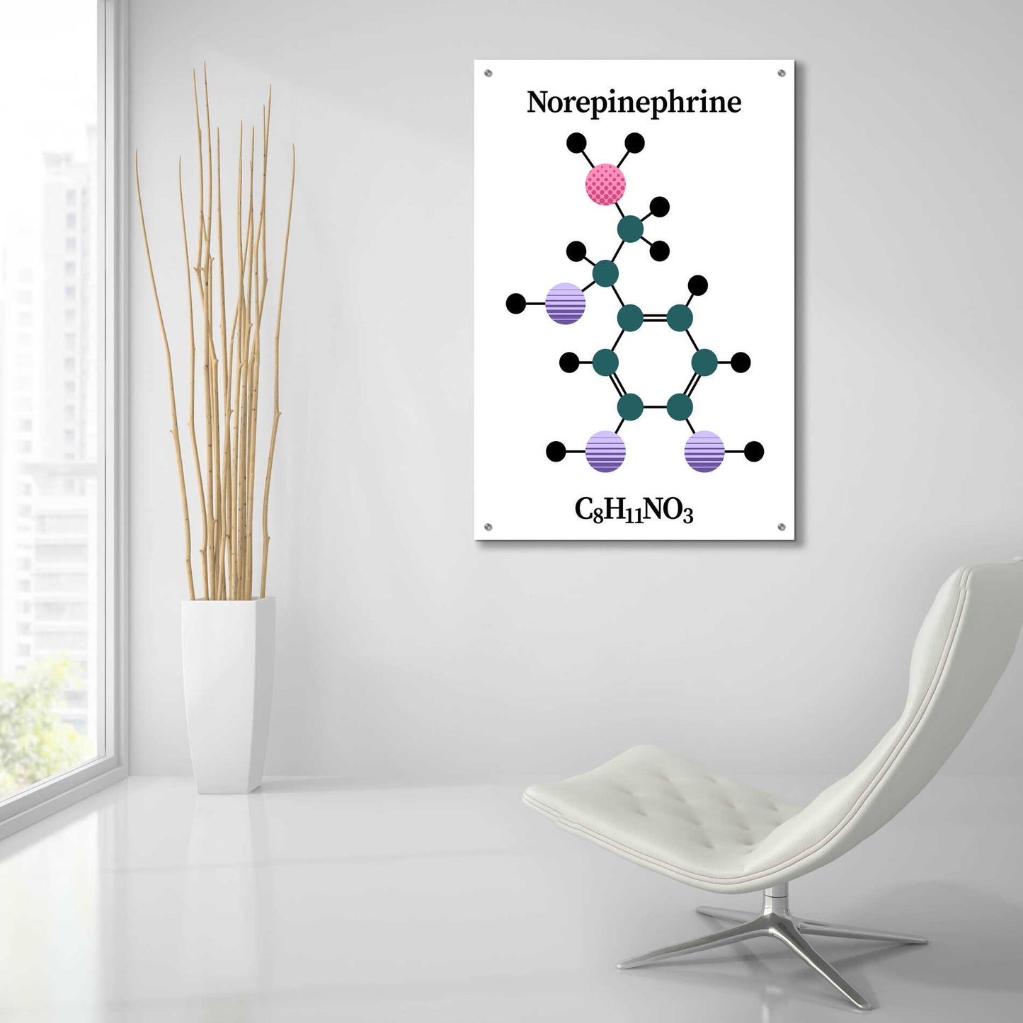 Epic Art 'Norepinephrine Molecule' by Epic Portfolio, Acrylic Glass Wall Art,24x36