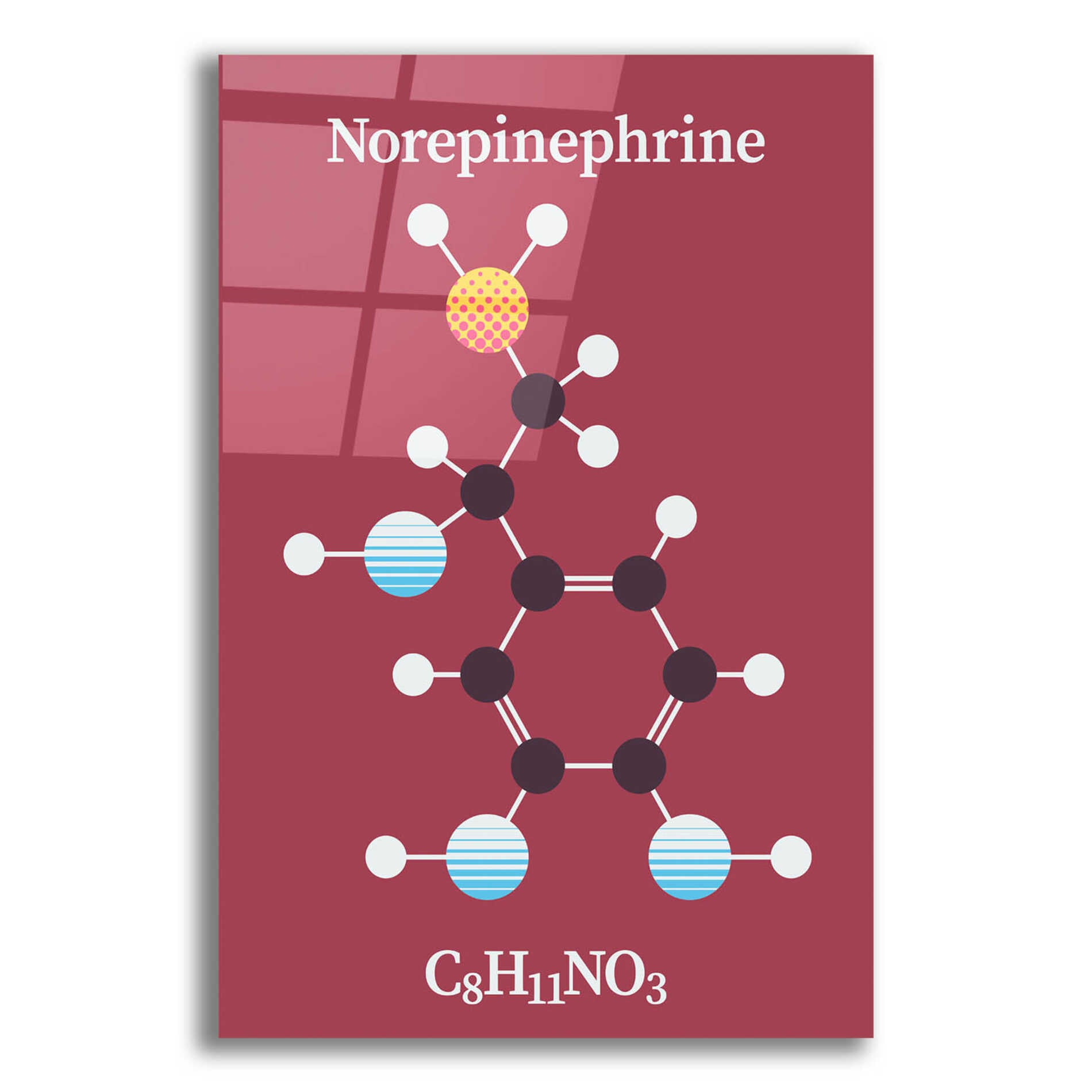 Epic Art 'Norepinephrine Molecule 2' by Epic Portfolio, Acrylic Glass Wall Art,16x24