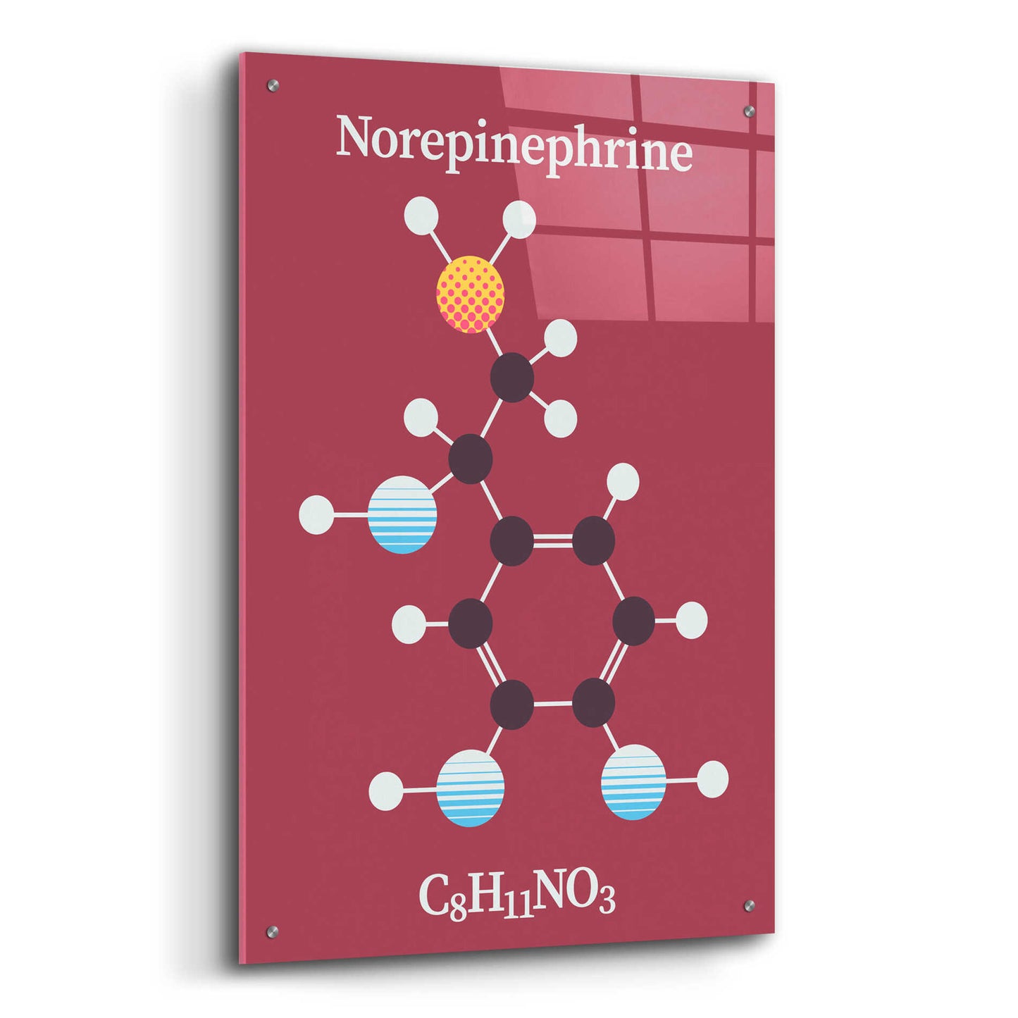 Epic Art 'Norepinephrine Molecule 2' by Epic Portfolio, Acrylic Glass Wall Art,24x36