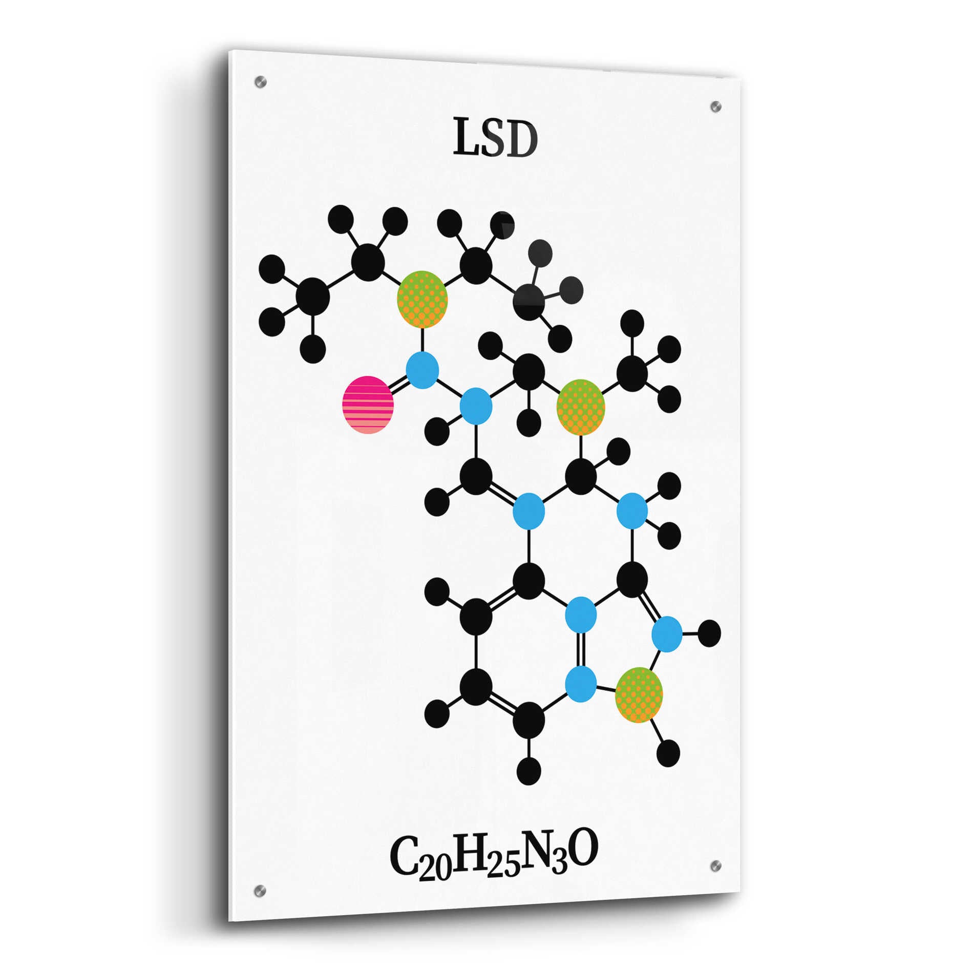 Epic Art 'LSD Molecule' by Epic Portfolio, Acrylic Glass Wall Art,24x36