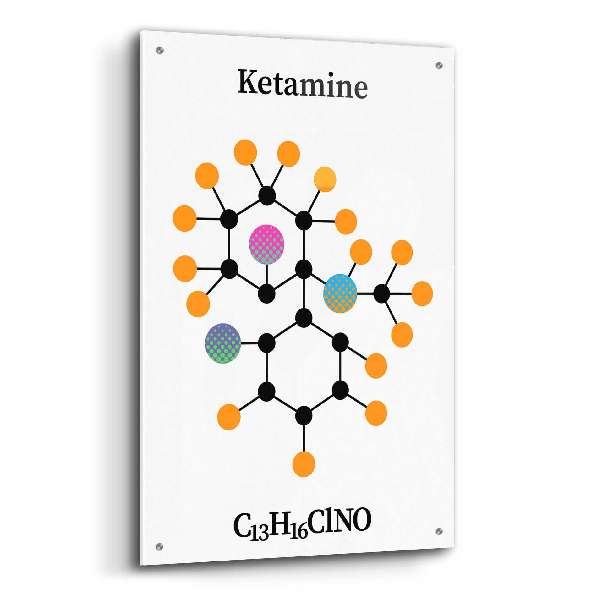 Epic Art 'Ketamine Molecule' by Epic Portfolio, Acrylic Glass Wall Art,24x36