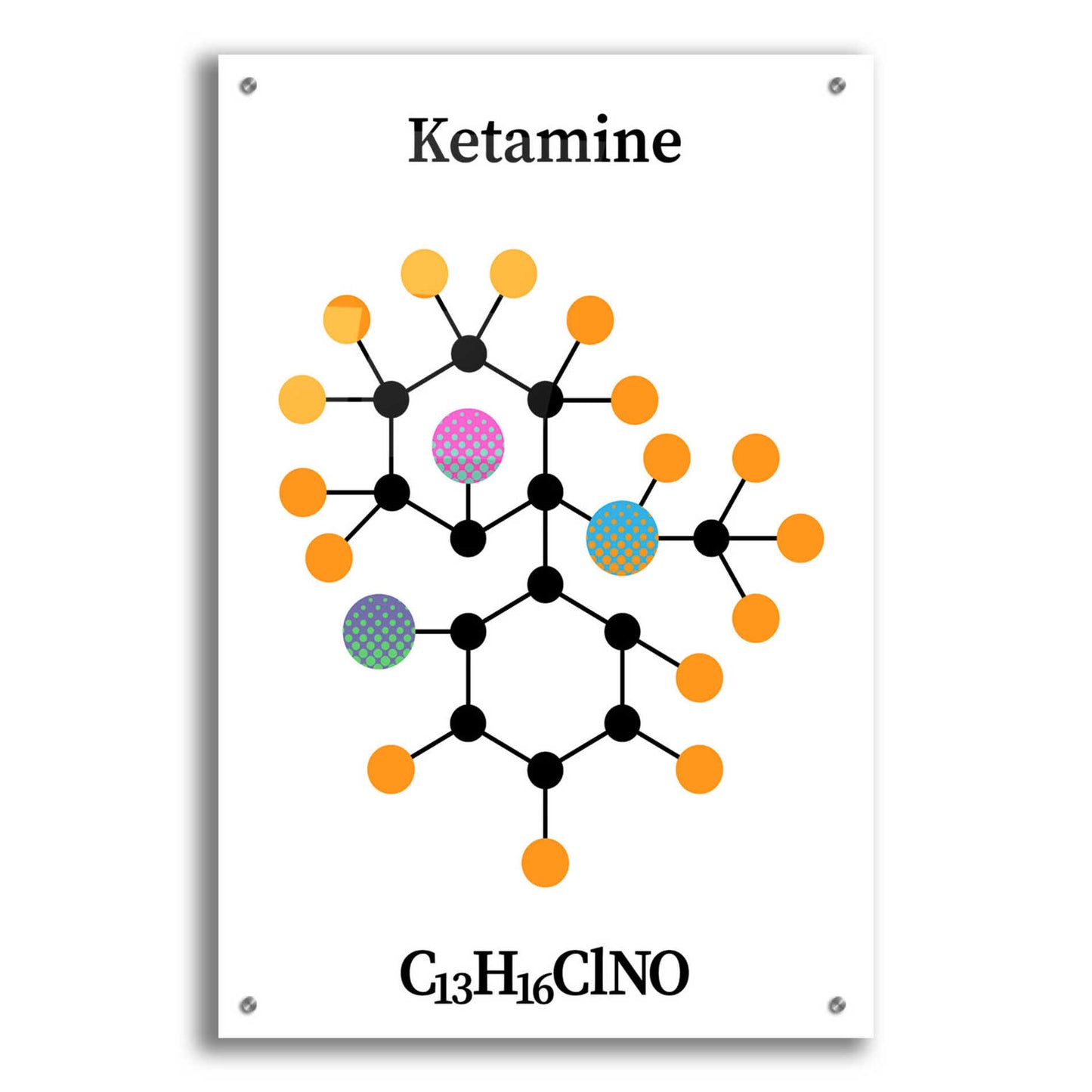 Epic Art 'Ketamine Molecule' by Epic Portfolio, Acrylic Glass Wall Art,24x36