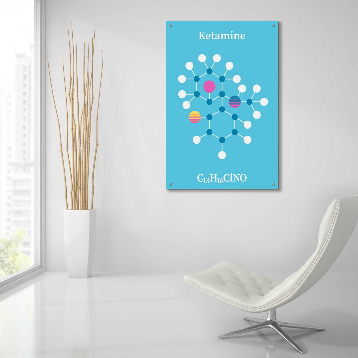 Epic Art 'Ketamine Molecule 2' by Epic Portfolio, Acrylic Glass Wall Art,24x36