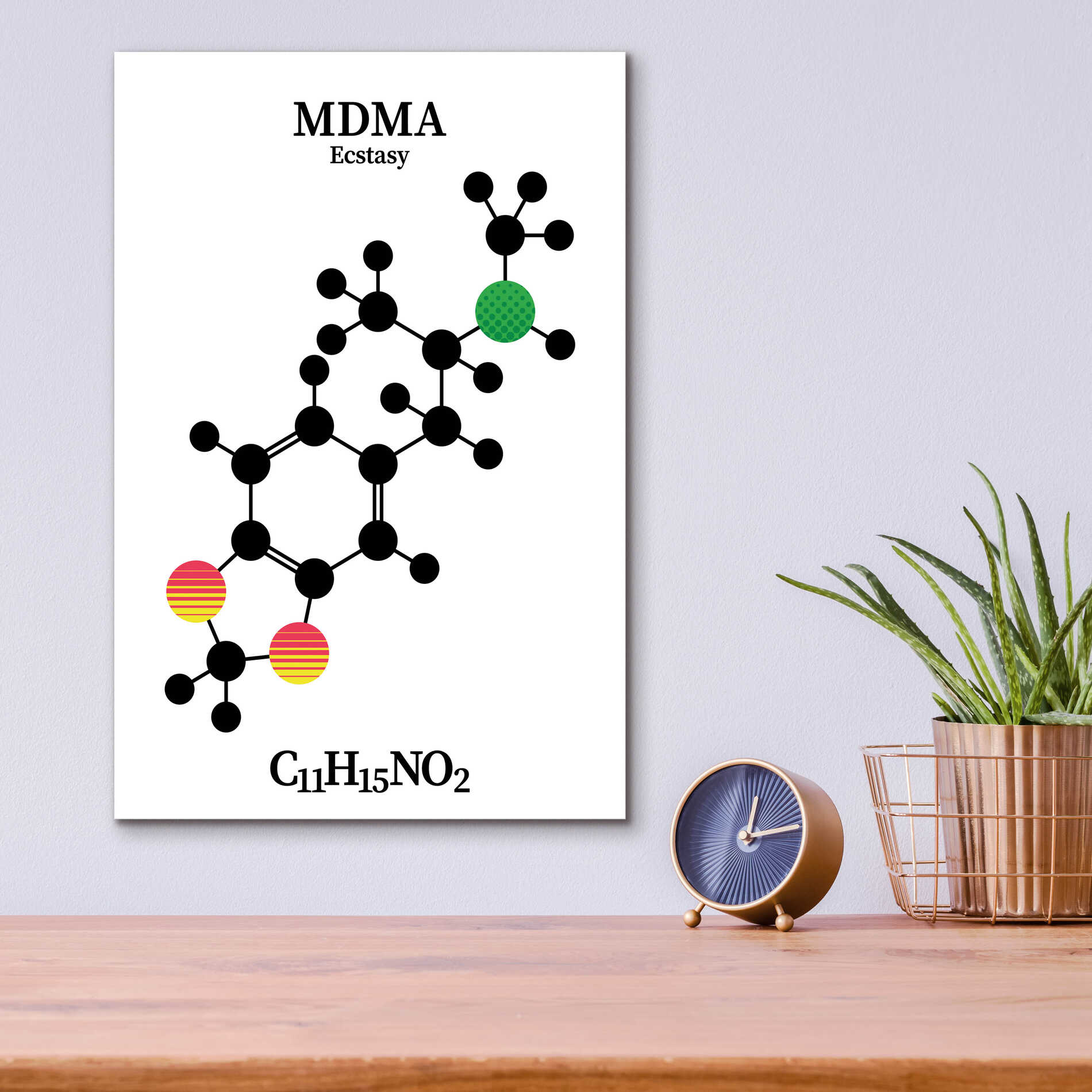 Epic Art 'MDMA Molecule' by Epic Portfolio, Acrylic Glass Wall Art,12x16