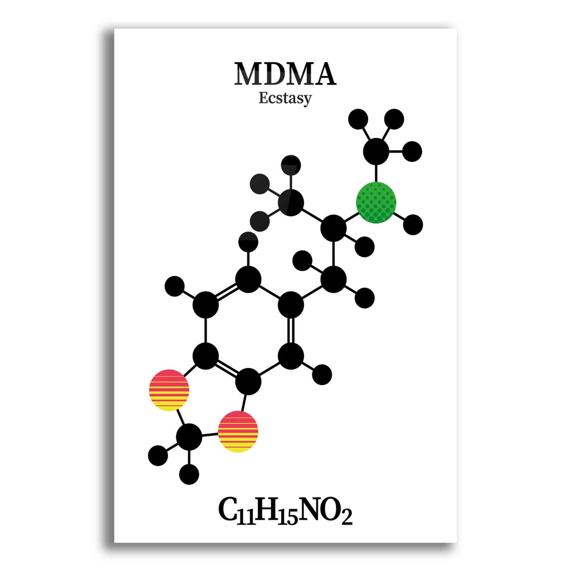 Epic Art 'MDMA Molecule' by Epic Portfolio, Acrylic Glass Wall Art,12x16