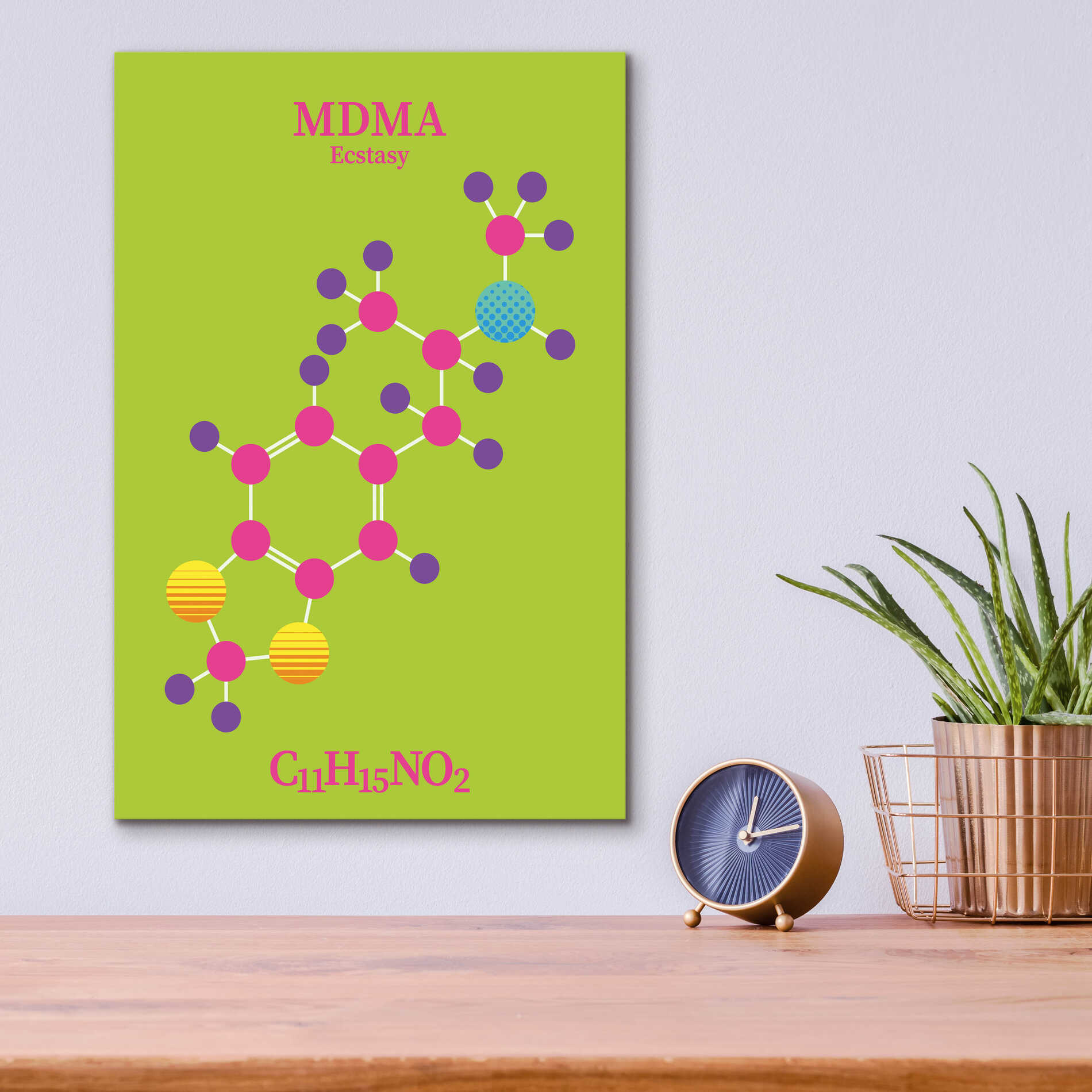 Epic Art 'MDMA Molecule 2' by Epic Portfolio, Acrylic Glass Wall Art,12x16