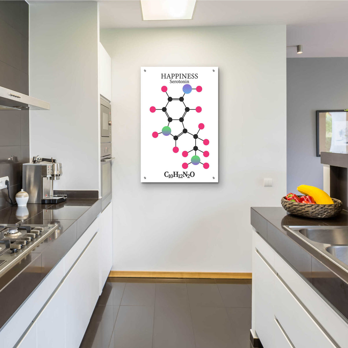 Epic Art 'Serotonin Molecule' by Epic Portfolio, Acrylic Glass Wall Art,24x36
