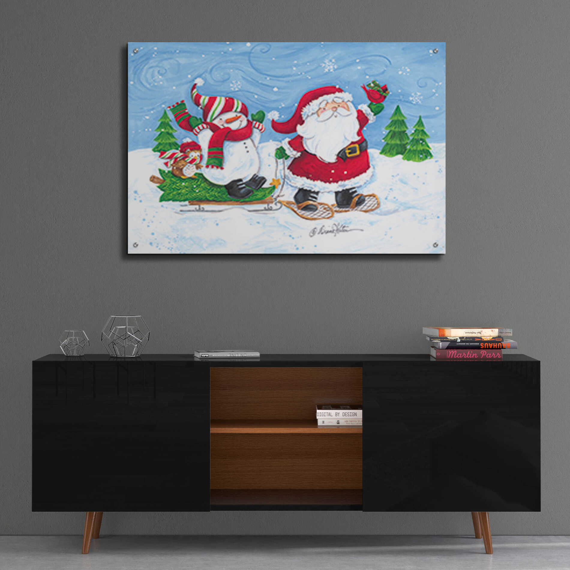Epic Art 'Getting the Christmas Tree' by Diane Kater, Acrylic Glass Wall Art,36x24