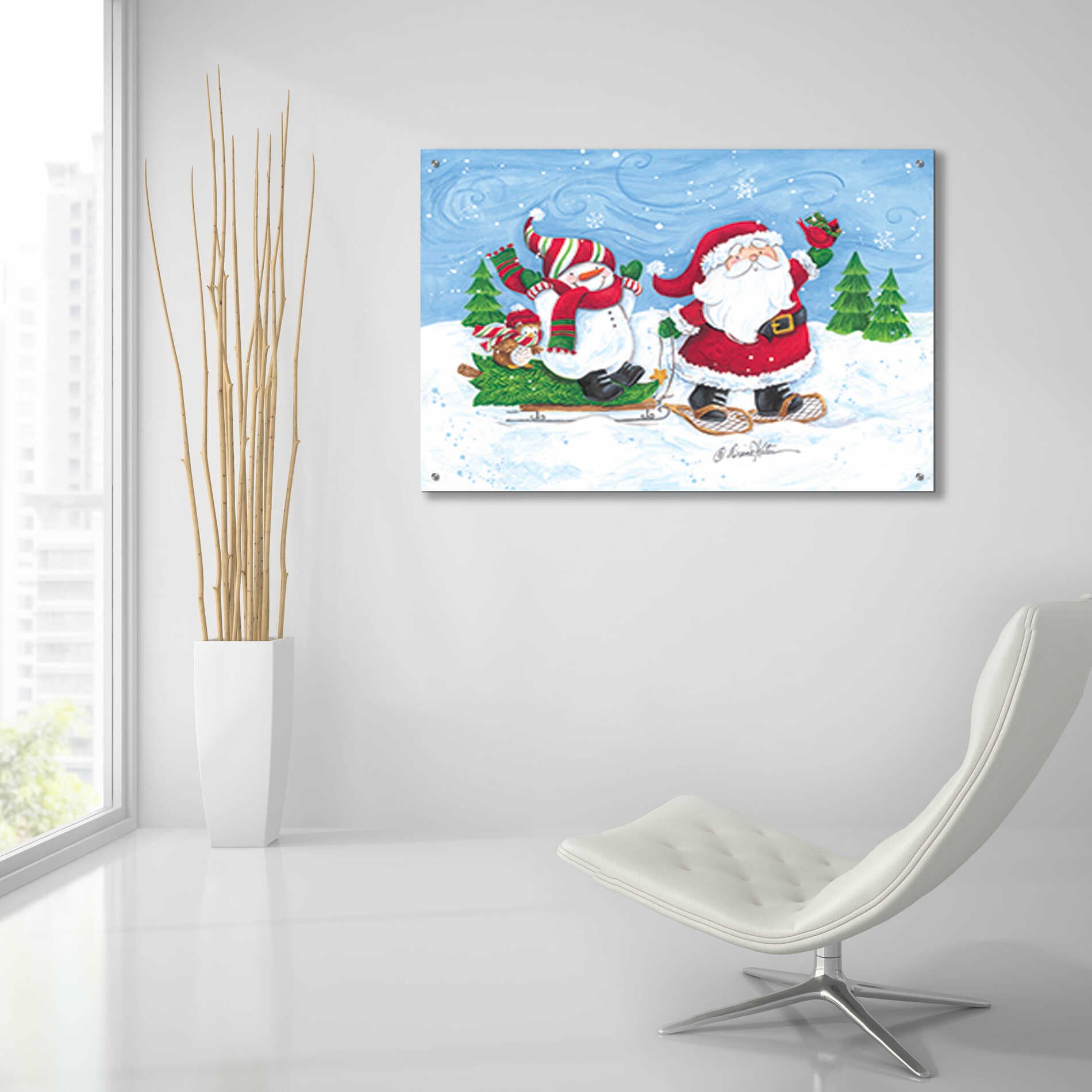 Epic Art 'Getting the Christmas Tree' by Diane Kater, Acrylic Glass Wall Art,36x24