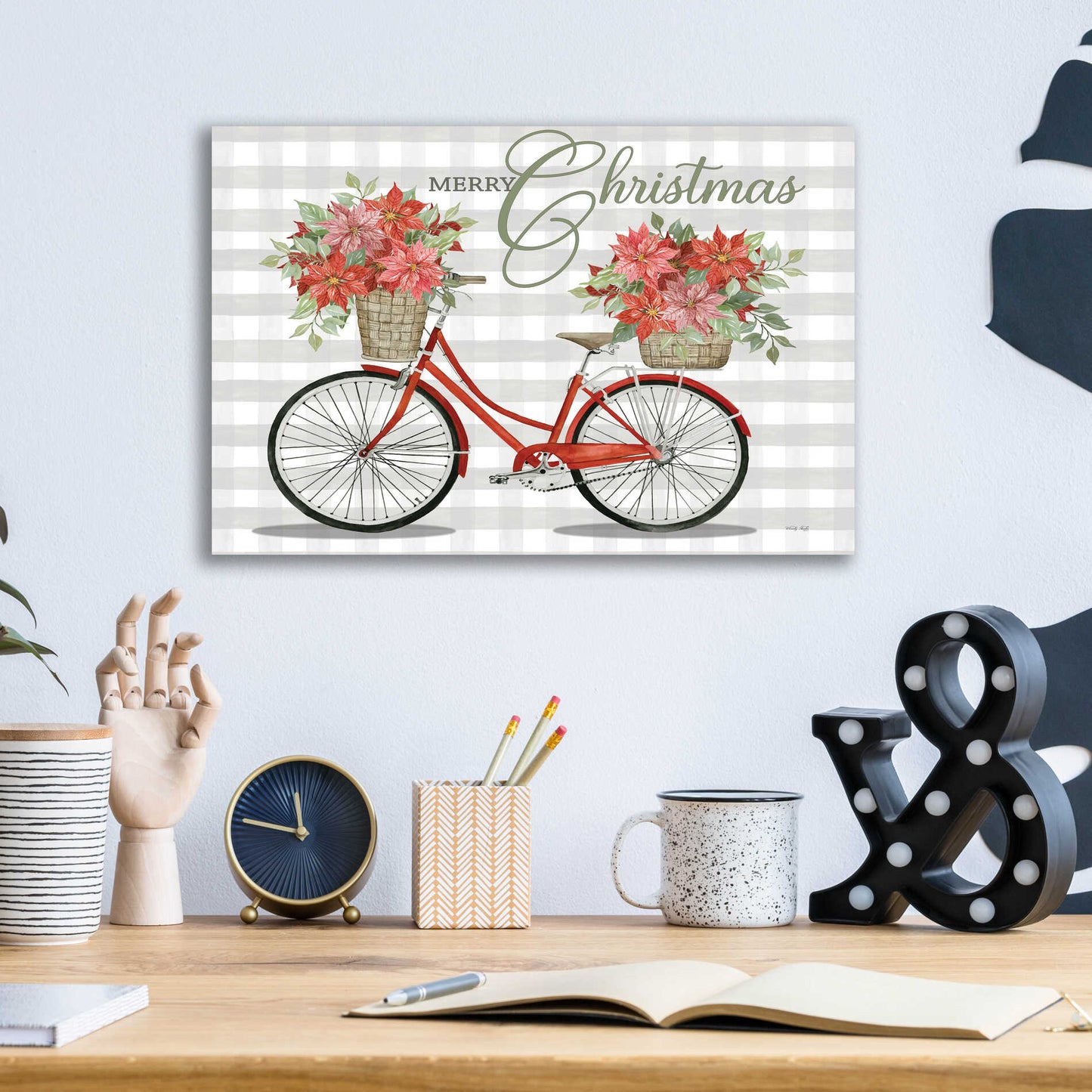 Epic Art 'Merry Christmas Bicycle I' by Cindy Jacobs, Acrylic Glass Wall Art,16x12