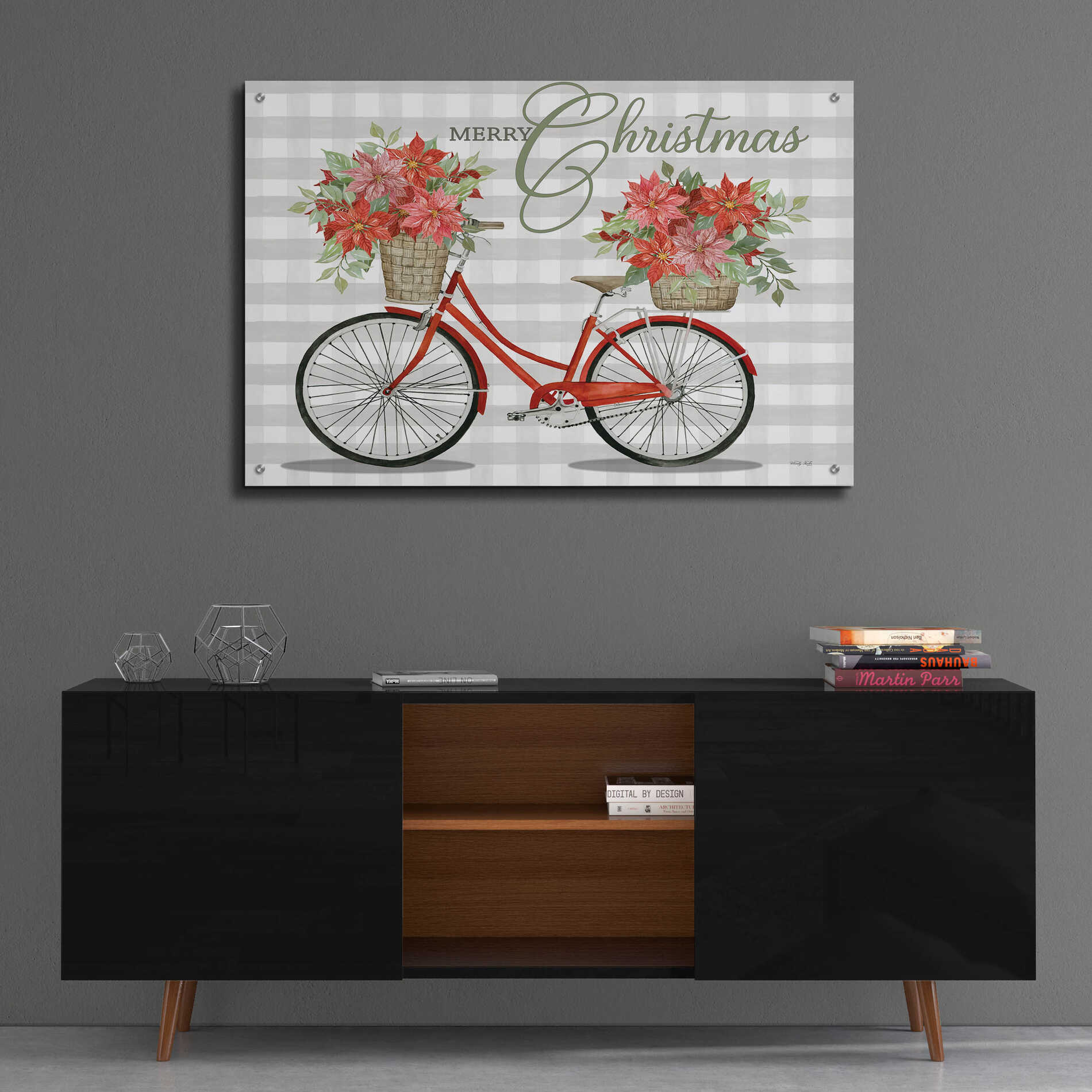 Epic Art 'Merry Christmas Bicycle I' by Cindy Jacobs, Acrylic Glass Wall Art,36x24