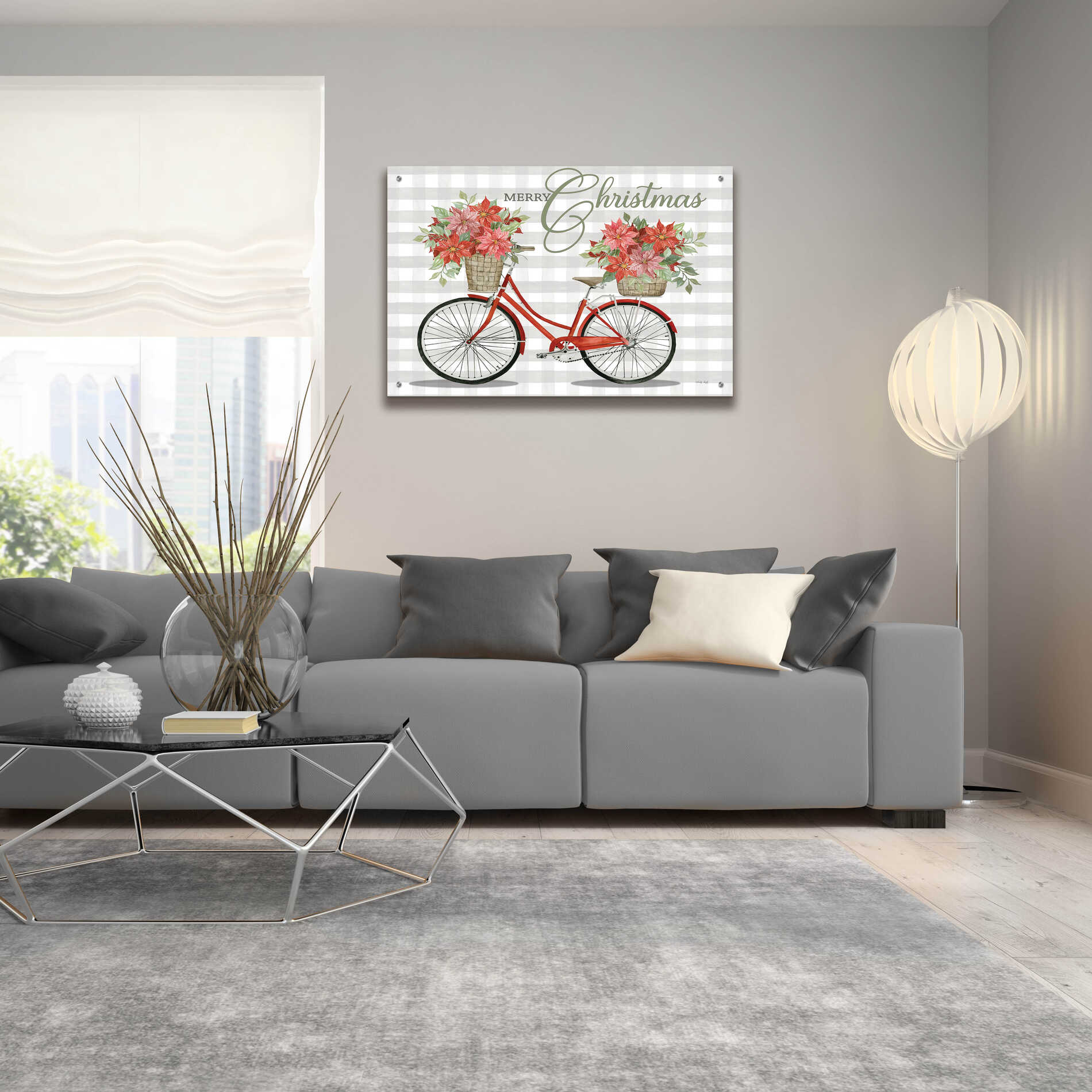 Epic Art 'Merry Christmas Bicycle I' by Cindy Jacobs, Acrylic Glass Wall Art,36x24