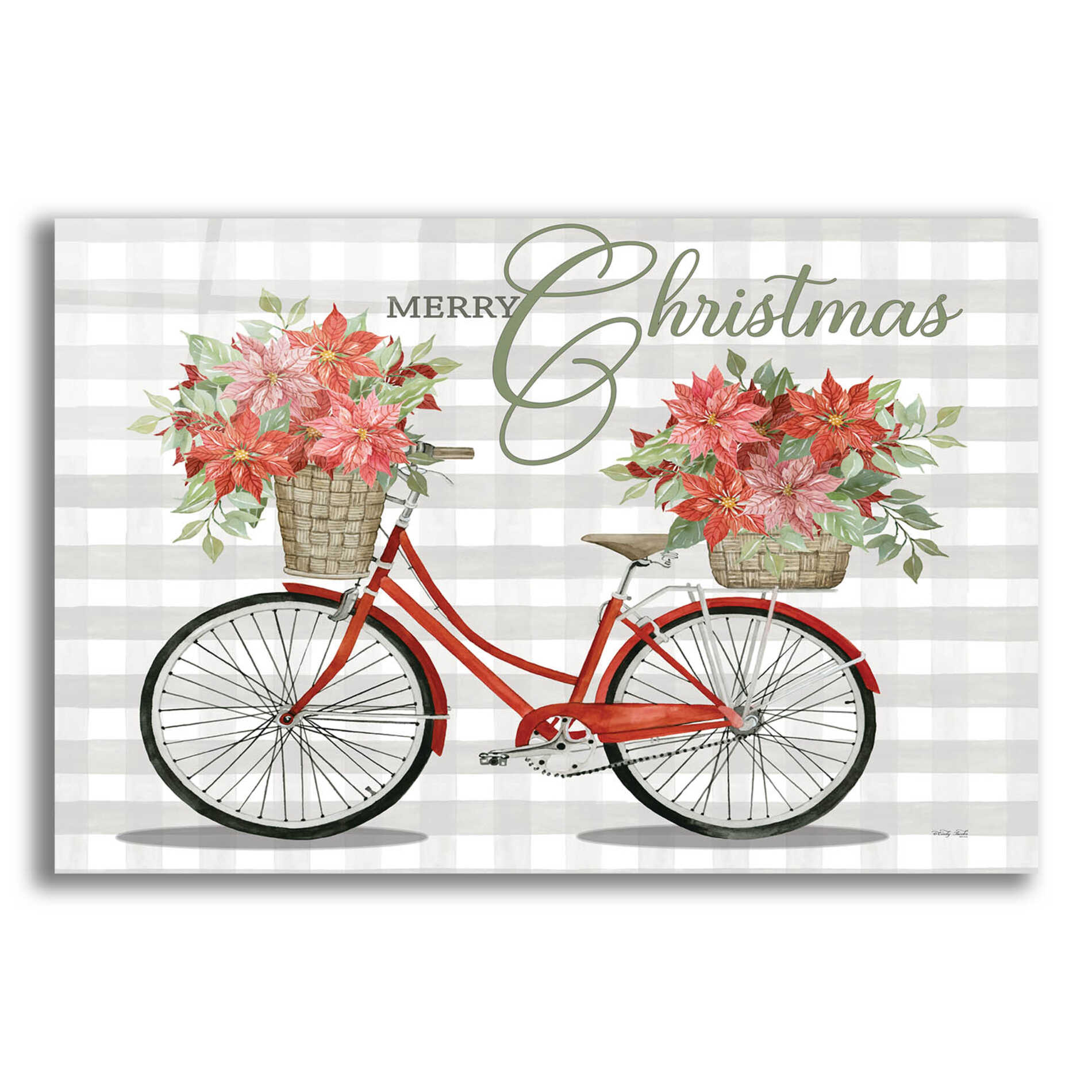 Epic Art 'Merry Christmas Bicycle I' by Cindy Jacobs, Acrylic Glass Wall Art