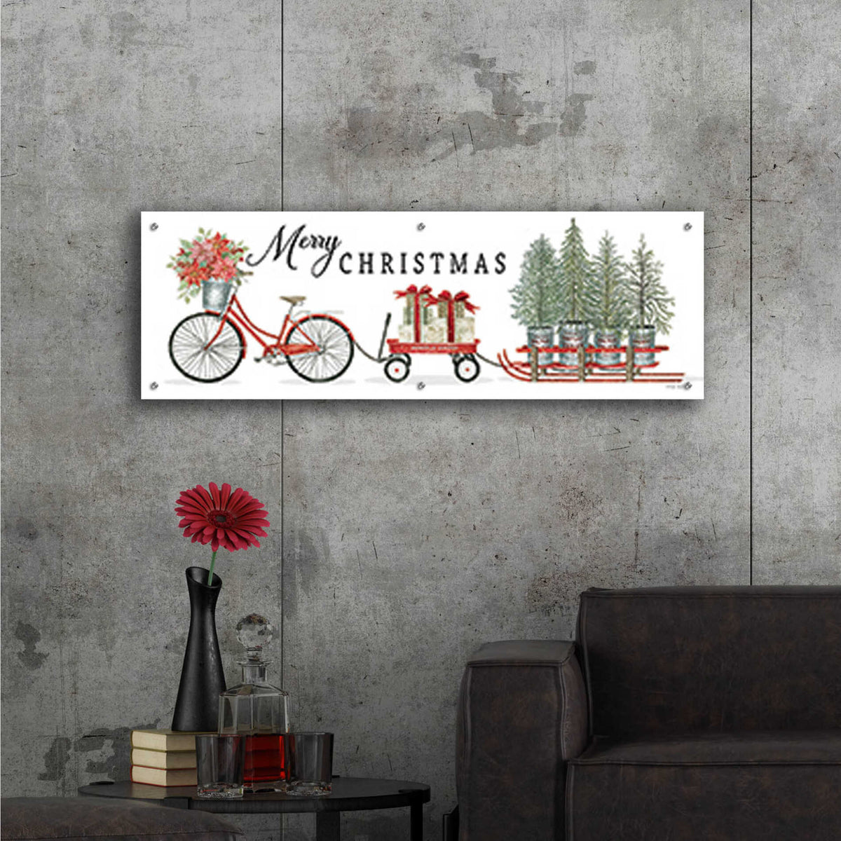 Epic Art 'Christmas Delivery Trio' by Cindy Jacobs, Acrylic Glass Wall Art,48x16