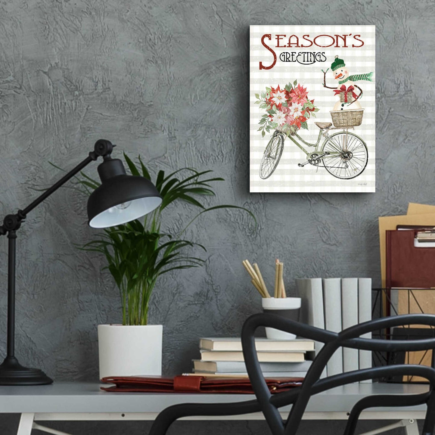 Epic Art 'Season's Greetings Bicycle' by Cindy Jacobs, Acrylic Glass Wall Art,12x16