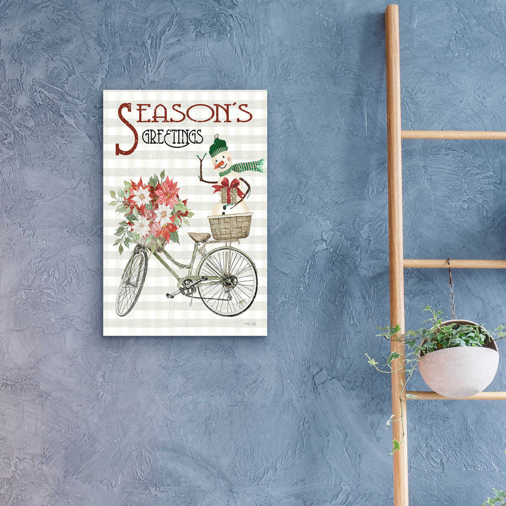 Epic Art 'Season's Greetings Bicycle' by Cindy Jacobs, Acrylic Glass Wall Art,16x24