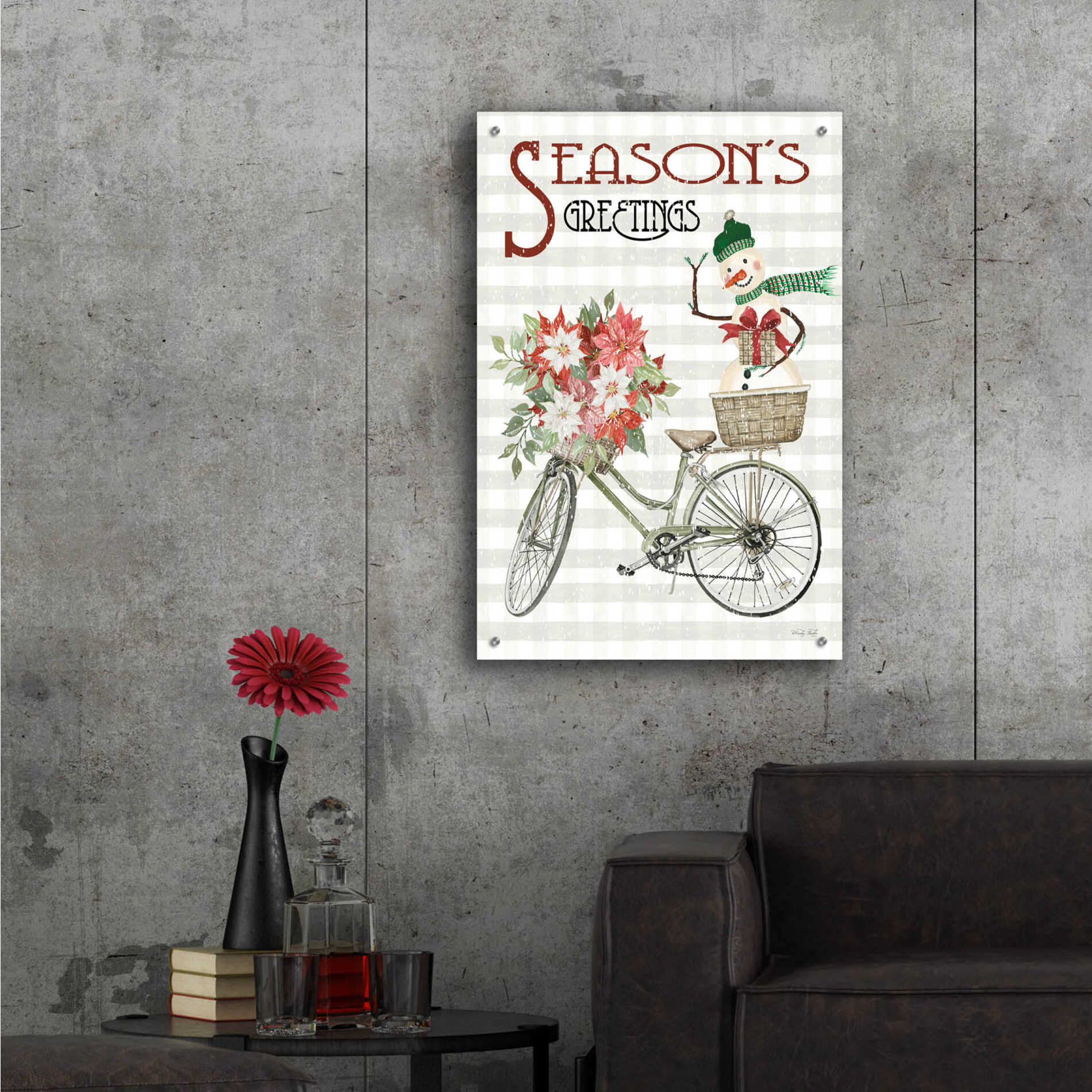 Epic Art 'Season's Greetings Bicycle' by Cindy Jacobs, Acrylic Glass Wall Art,24x36