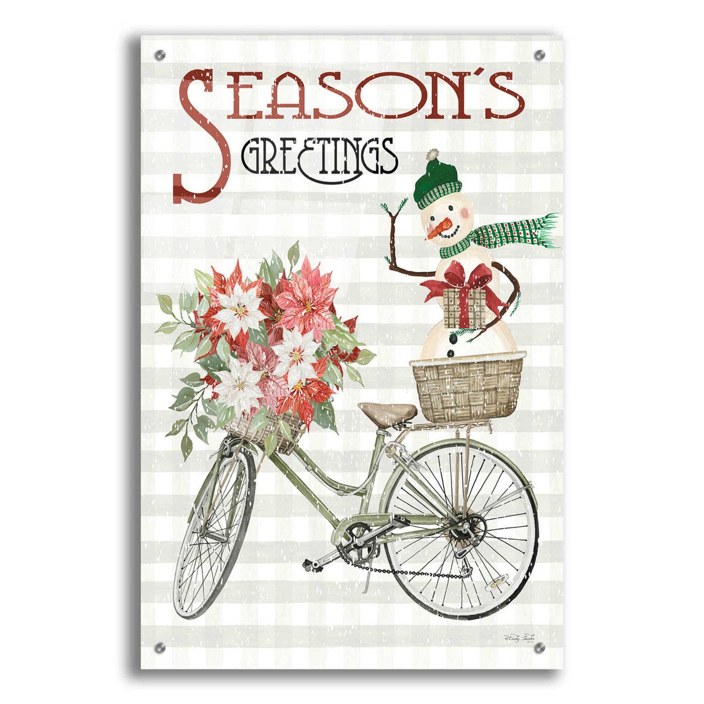 Epic Art 'Season's Greetings Bicycle' by Cindy Jacobs, Acrylic Glass Wall Art,24x36