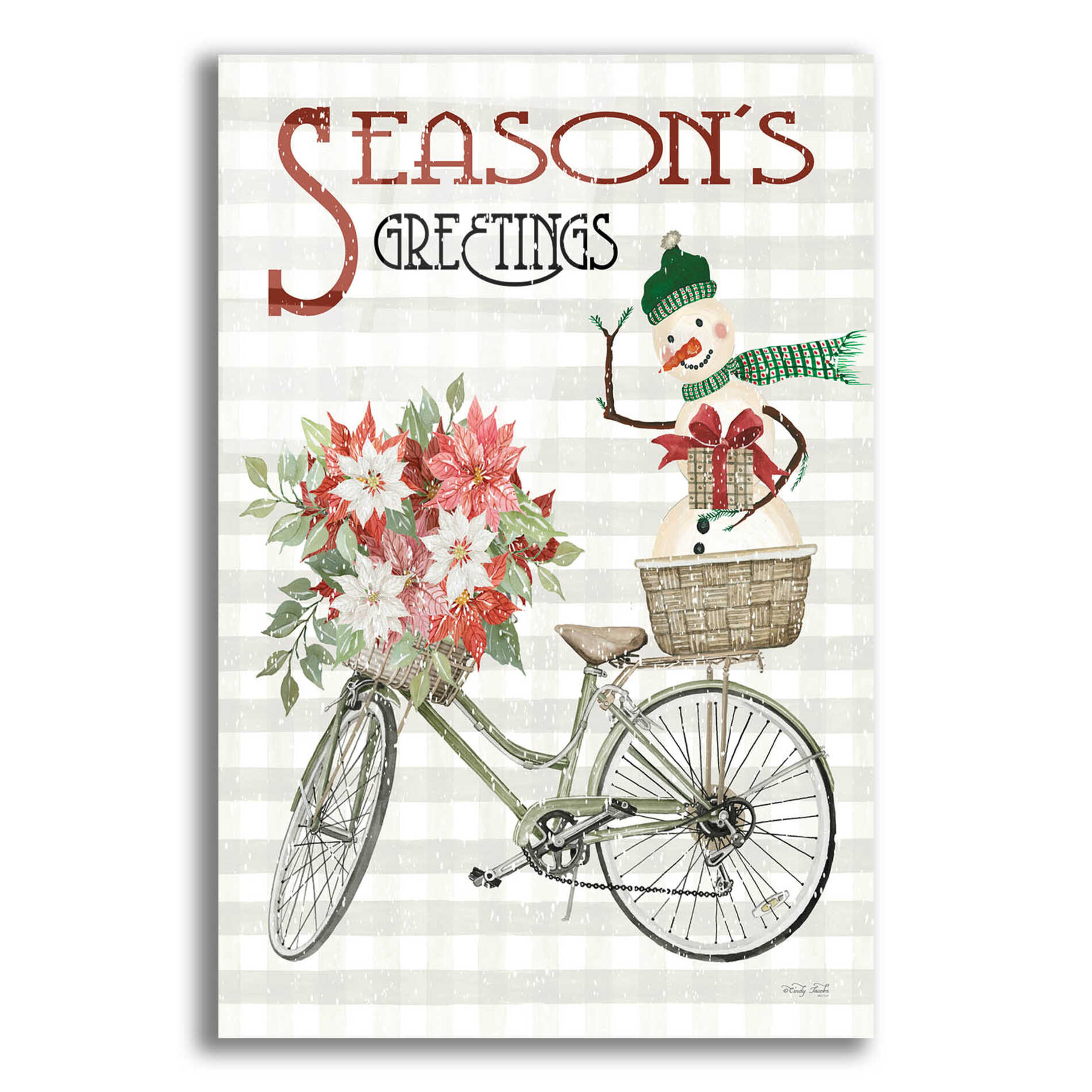 Epic Art 'Season's Greetings Bicycle' by Cindy Jacobs, Acrylic Glass Wall Art