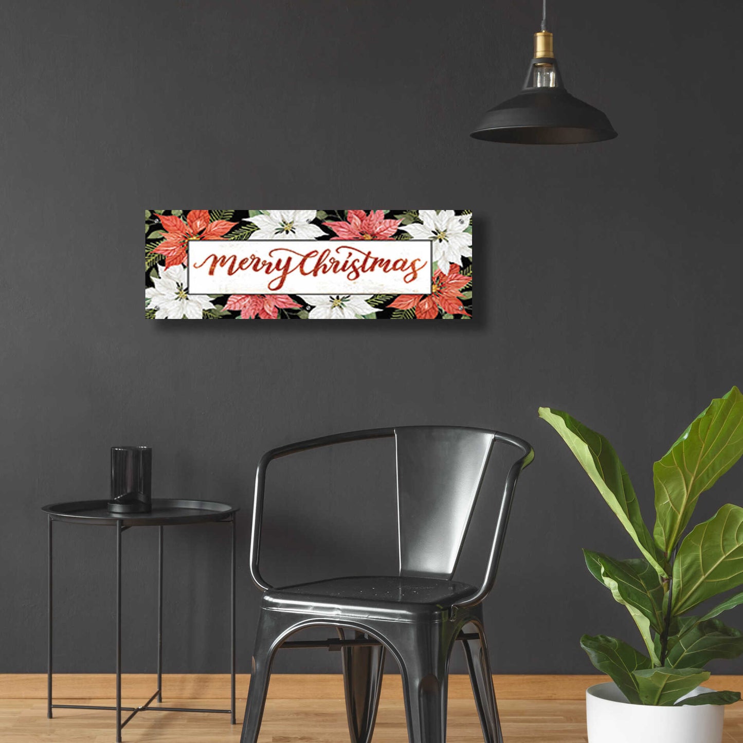 Epic Art 'Merry Christmas Poinsettias' by Cindy Jacobs, Acrylic Glass Wall Art,36x12