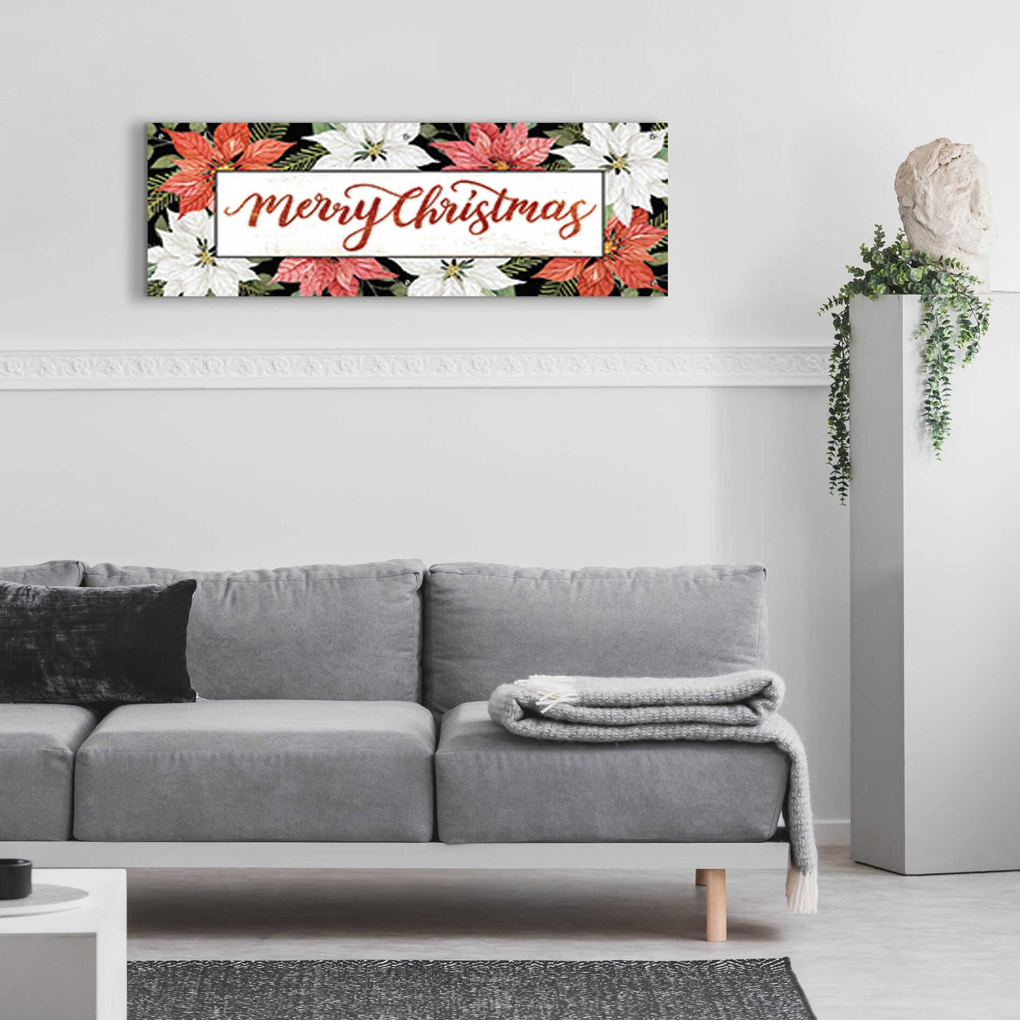 Epic Art 'Merry Christmas Poinsettias' by Cindy Jacobs, Acrylic Glass Wall Art,48x16