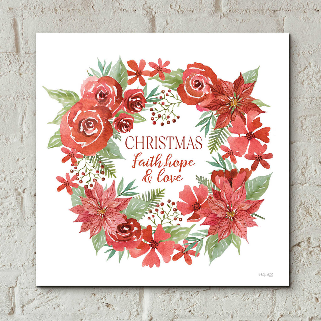 Epic Art 'Christmas Faith, Hope & Love Wreath' by Cindy Jacobs, Acrylic Glass Wall Art,12x12