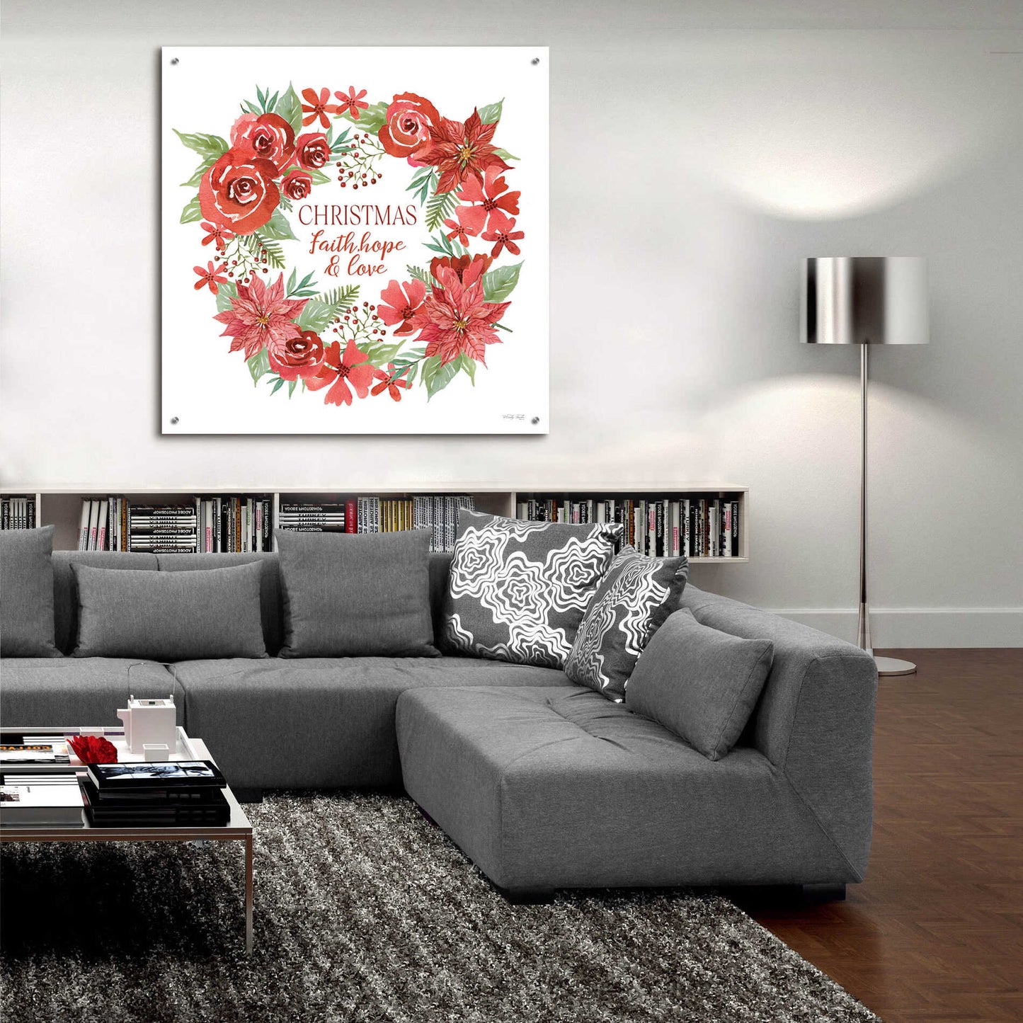 Epic Art 'Christmas Faith, Hope & Love Wreath' by Cindy Jacobs, Acrylic Glass Wall Art,36x36