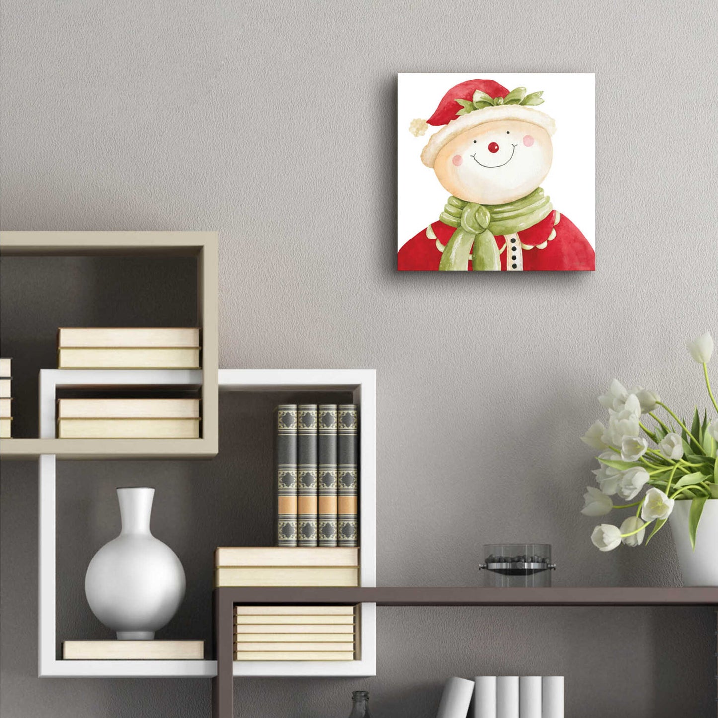 Epic Art 'Holiday Snowman' by Cindy Jacobs, Acrylic Glass Wall Art,12x12