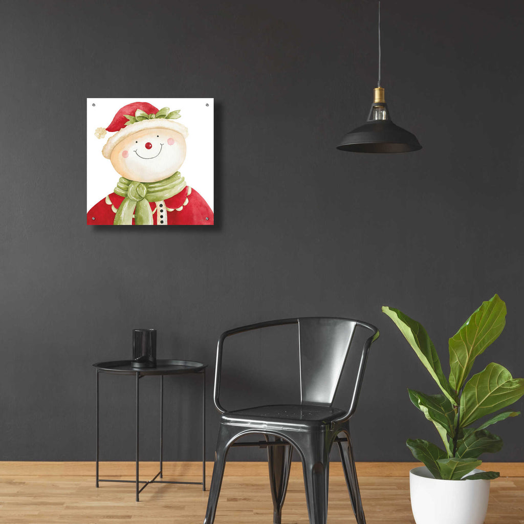 Epic Art 'Holiday Snowman' by Cindy Jacobs, Acrylic Glass Wall Art,24x24