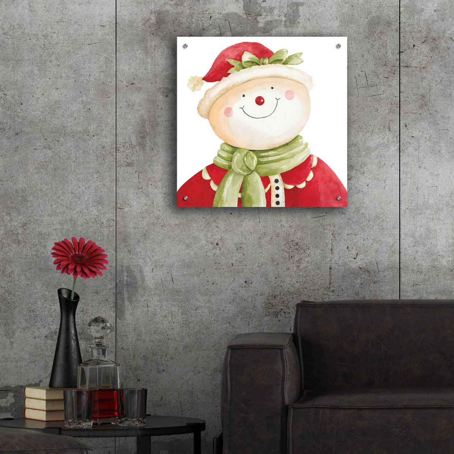 Epic Art 'Holiday Snowman' by Cindy Jacobs, Acrylic Glass Wall Art,24x24