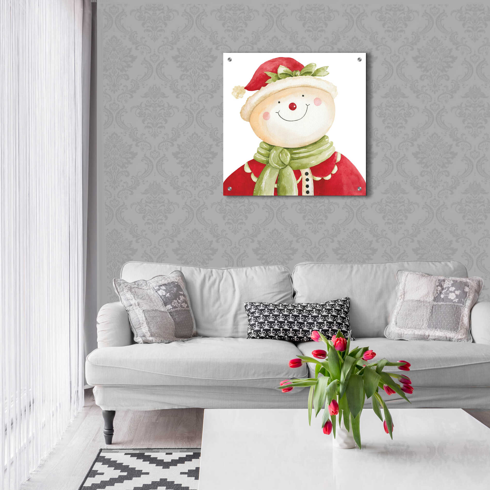 Epic Art 'Holiday Snowman' by Cindy Jacobs, Acrylic Glass Wall Art,24x24