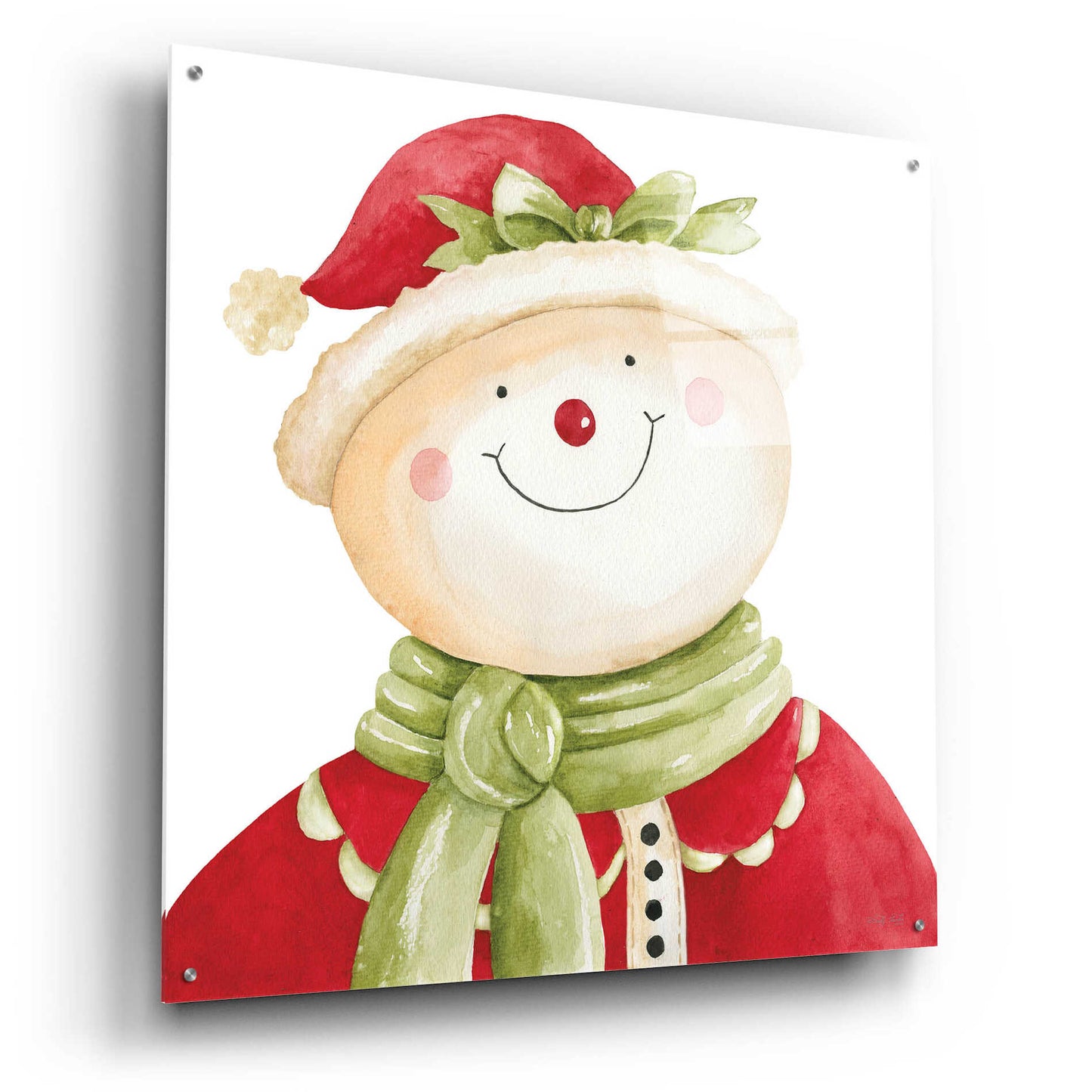 Epic Art 'Holiday Snowman' by Cindy Jacobs, Acrylic Glass Wall Art,36x36
