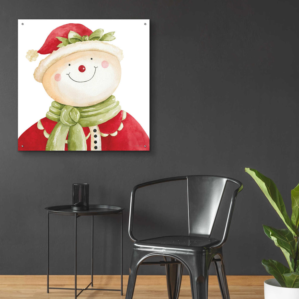 Epic Art 'Holiday Snowman' by Cindy Jacobs, Acrylic Glass Wall Art,36x36