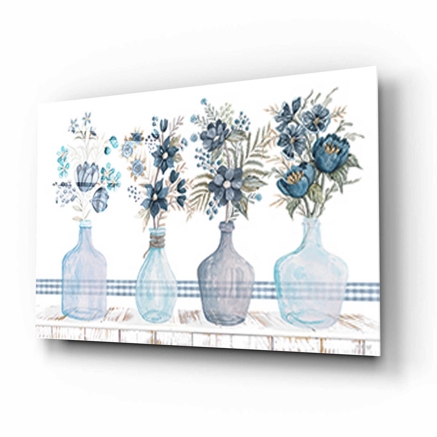 Epic Art 'Feeling Blue Florals' by Cindy Jacobs, Acrylic Glass Wall Art,16x12