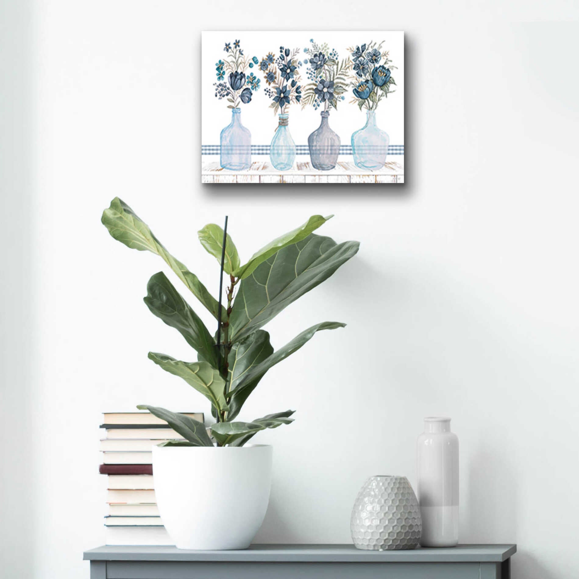 Epic Art 'Feeling Blue Florals' by Cindy Jacobs, Acrylic Glass Wall Art,16x12