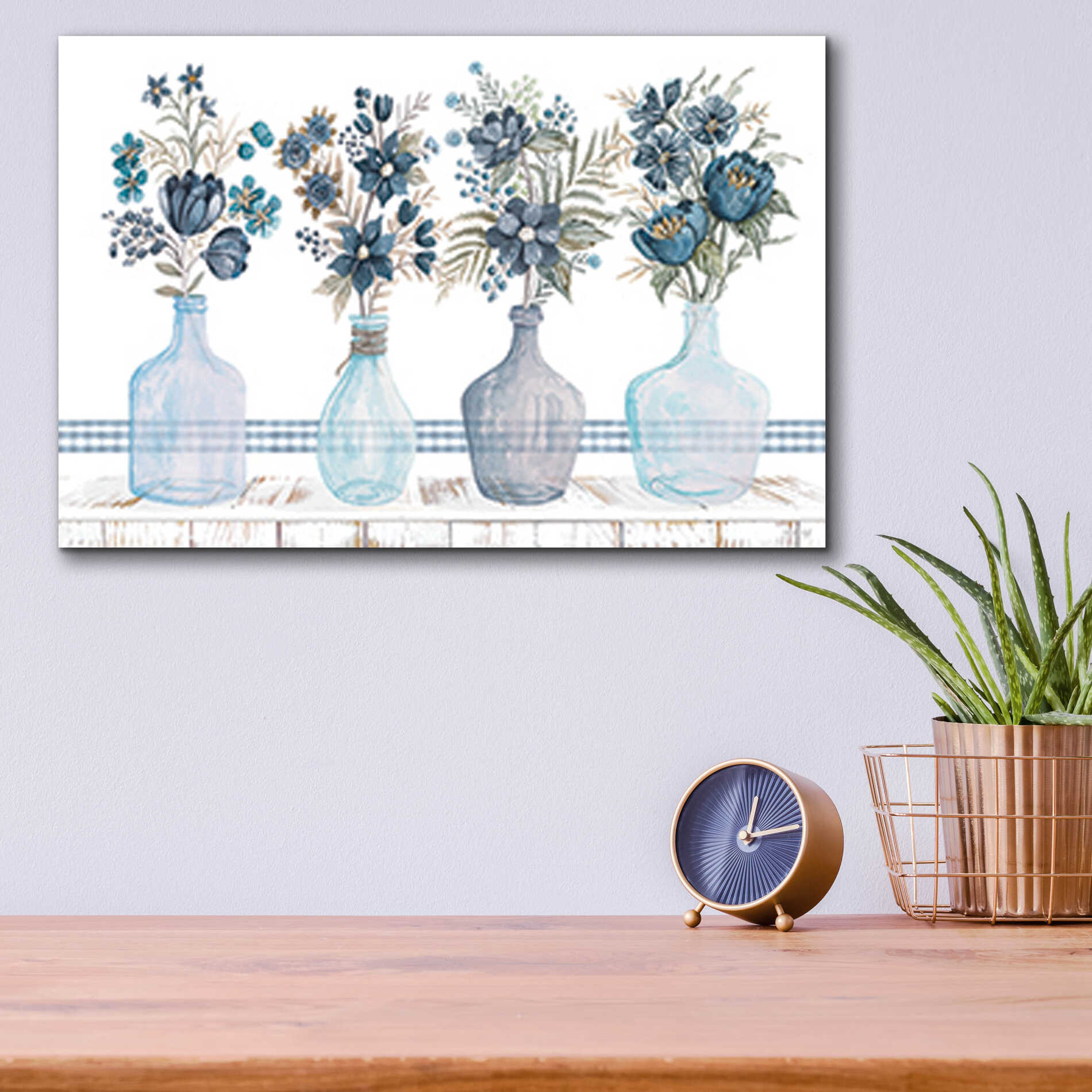 Epic Art 'Feeling Blue Florals' by Cindy Jacobs, Acrylic Glass Wall Art,16x12