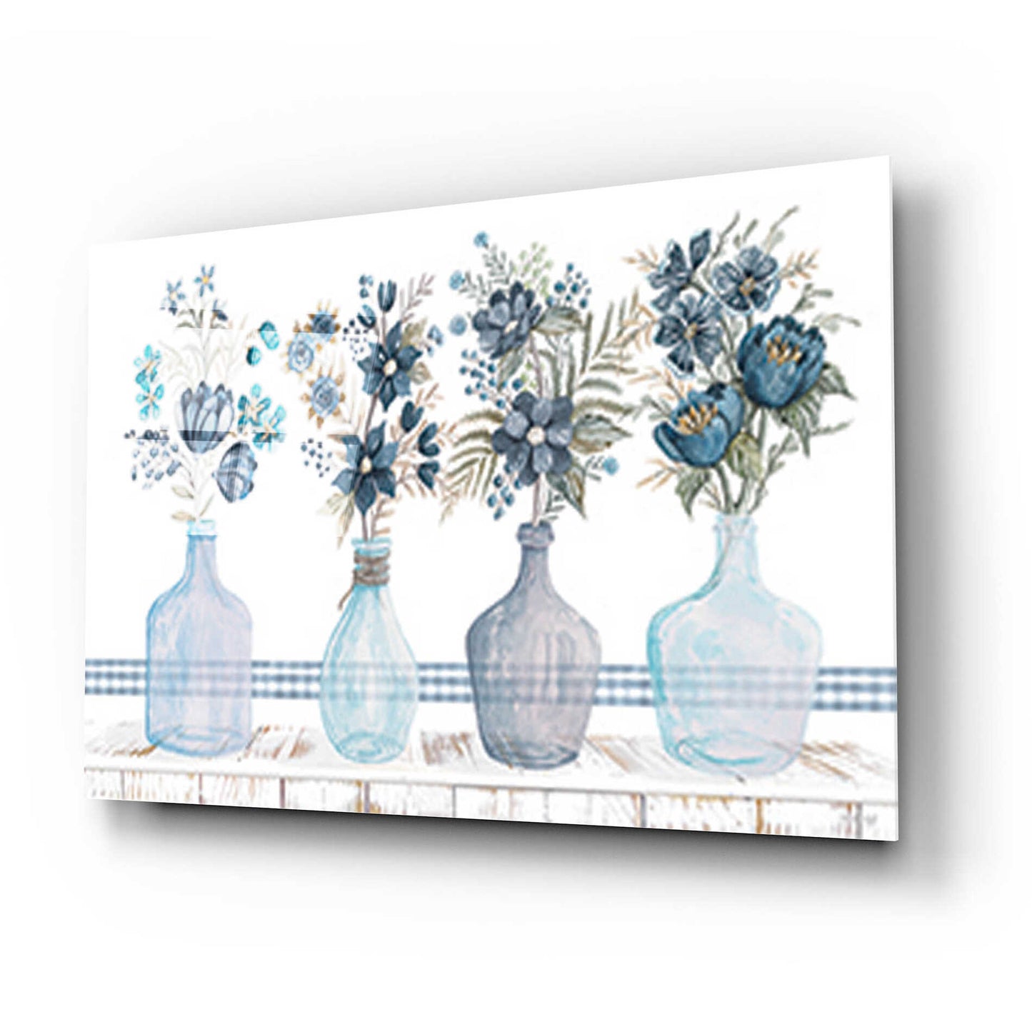 Epic Art 'Feeling Blue Florals' by Cindy Jacobs, Acrylic Glass Wall Art,24x16