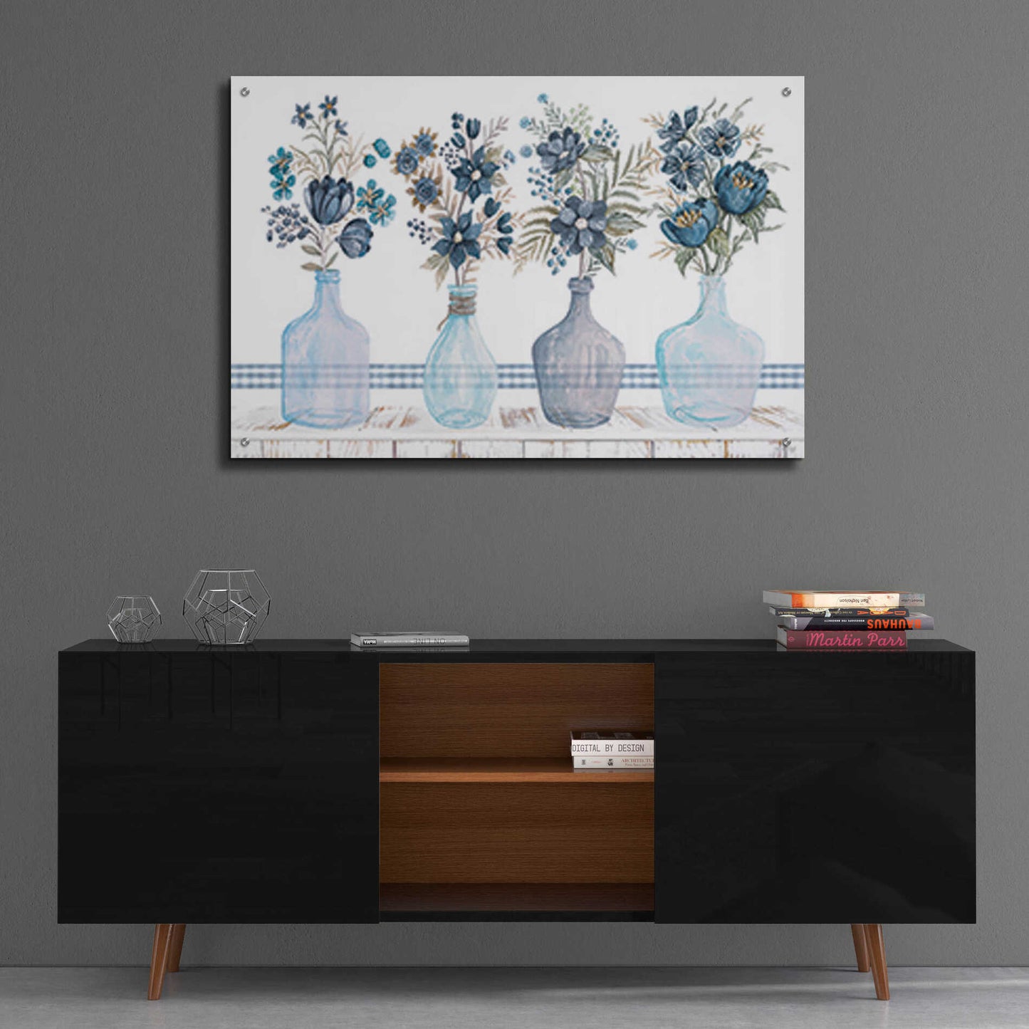 Epic Art 'Feeling Blue Florals' by Cindy Jacobs, Acrylic Glass Wall Art,36x24