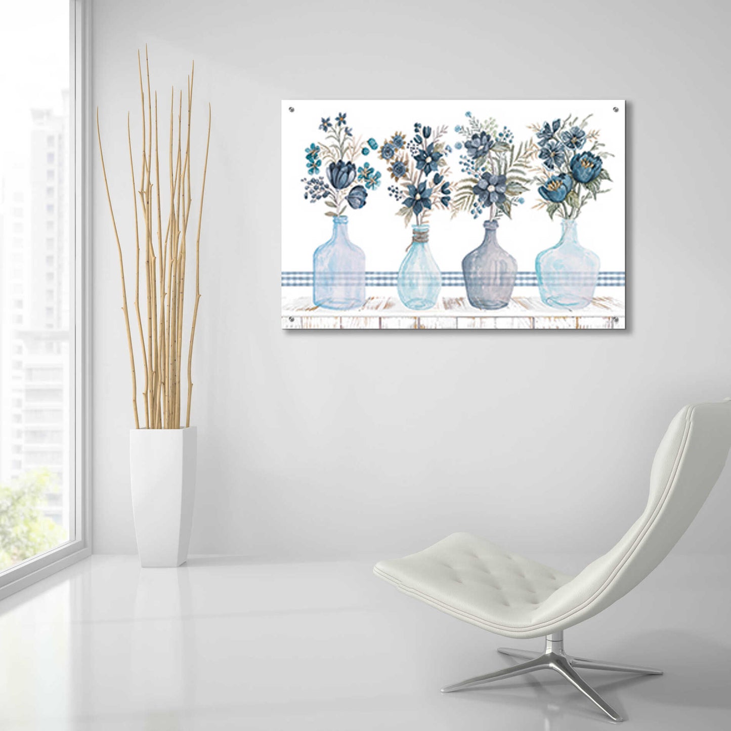 Epic Art 'Feeling Blue Florals' by Cindy Jacobs, Acrylic Glass Wall Art,36x24