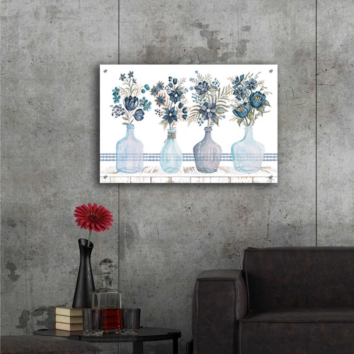 Epic Art 'Feeling Blue Florals' by Cindy Jacobs, Acrylic Glass Wall Art,36x24