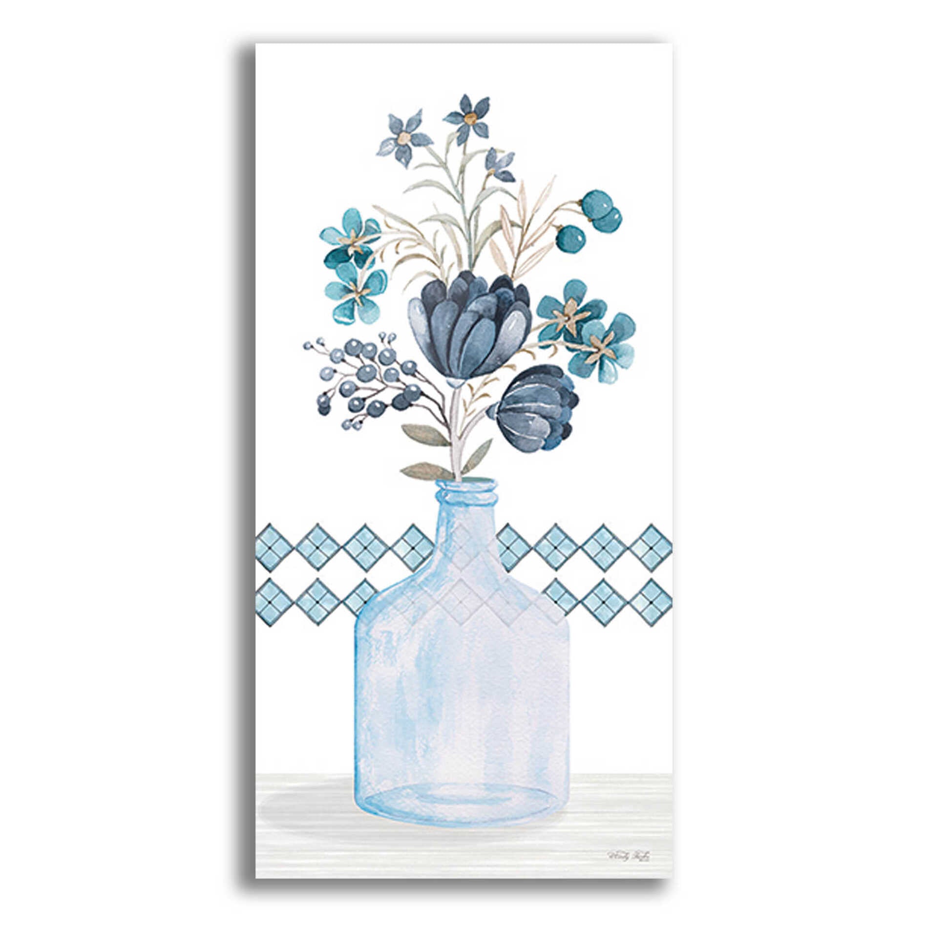 Epic Art 'Blue Mums' by Cindy Jacobs, Acrylic Glass Wall Art