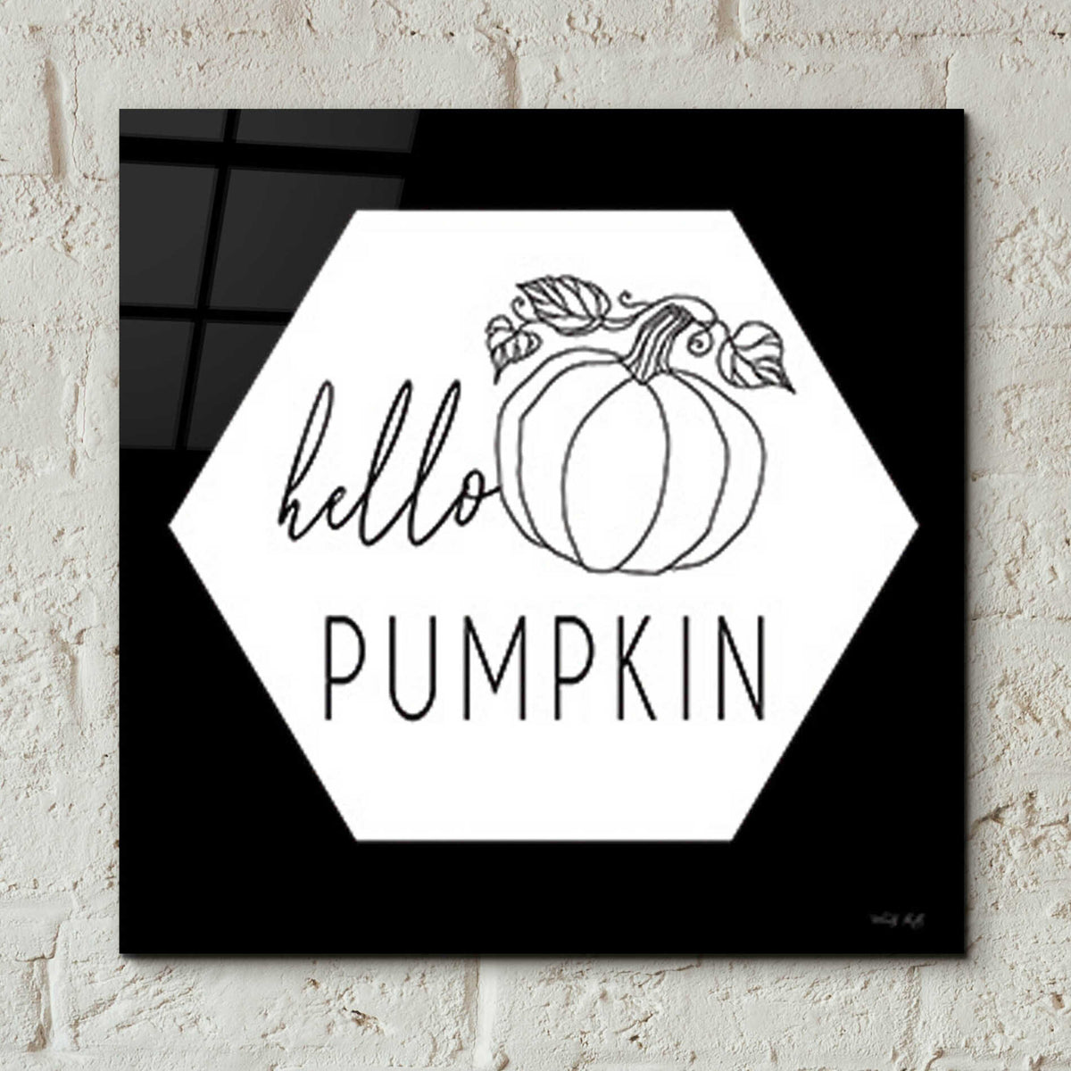 Epic Art 'Hello Pumpkin Hexagon' by Cindy Jacobs, Acrylic Glass Wall Art,12x12