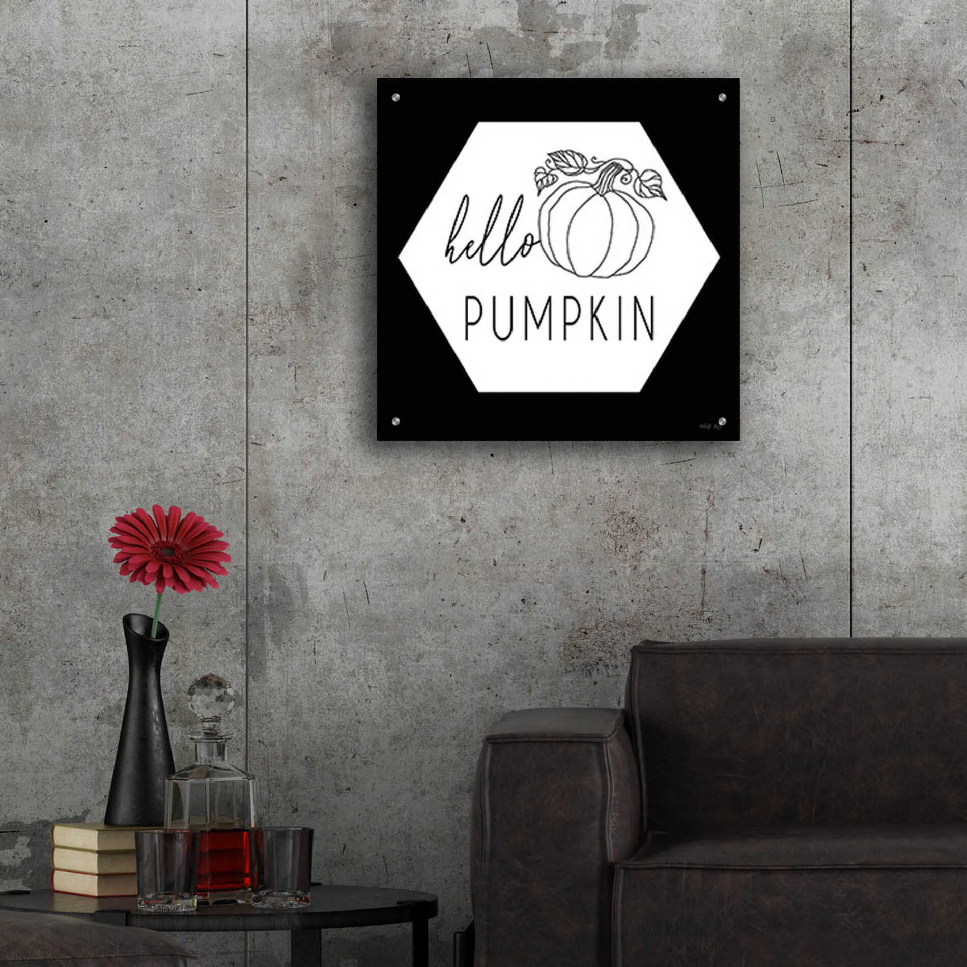 Epic Art 'Hello Pumpkin Hexagon' by Cindy Jacobs, Acrylic Glass Wall Art,24x24