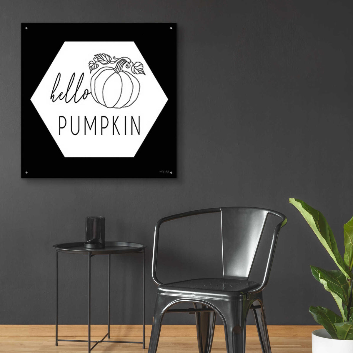Epic Art 'Hello Pumpkin Hexagon' by Cindy Jacobs, Acrylic Glass Wall Art,36x36