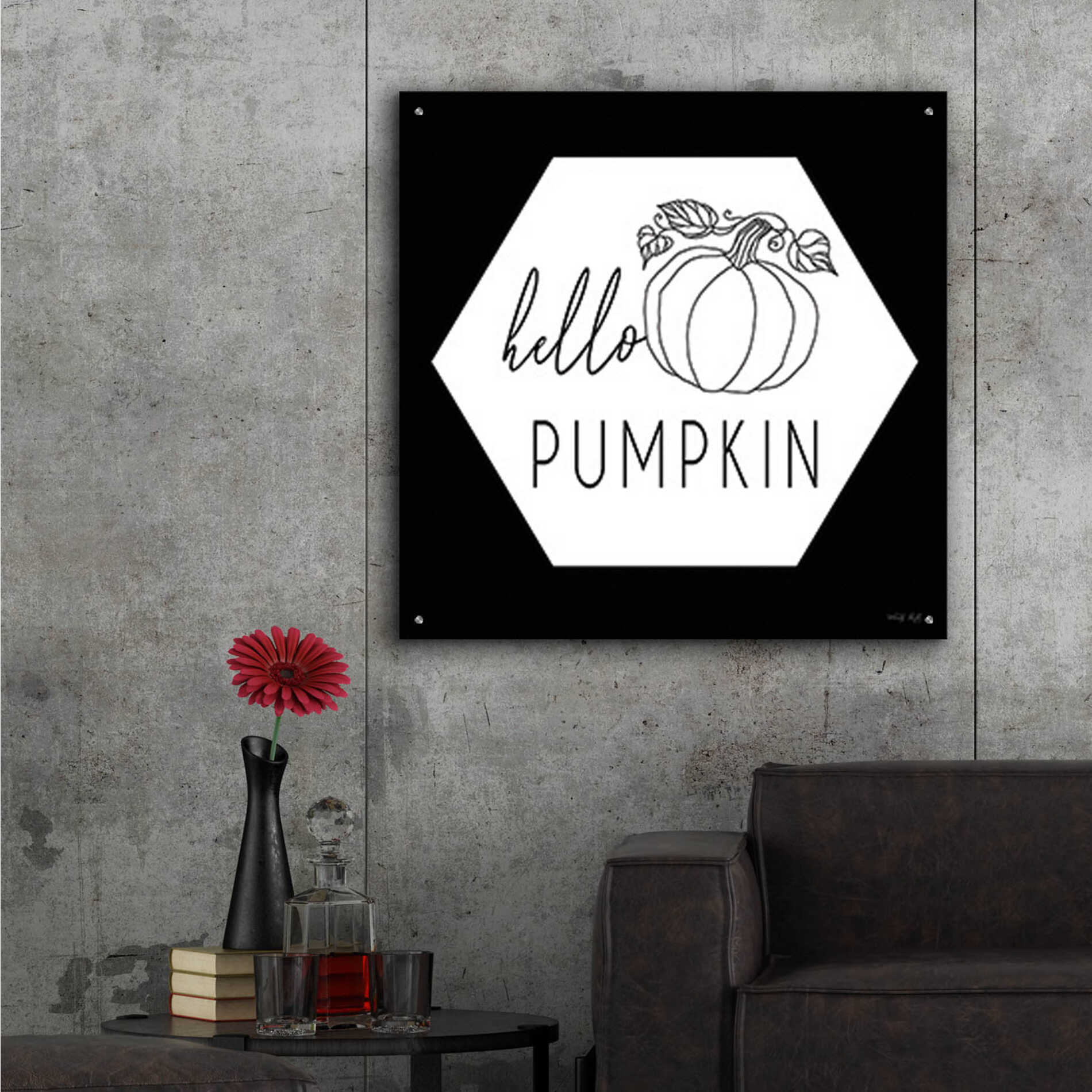 Epic Art 'Hello Pumpkin Hexagon' by Cindy Jacobs, Acrylic Glass Wall Art,36x36