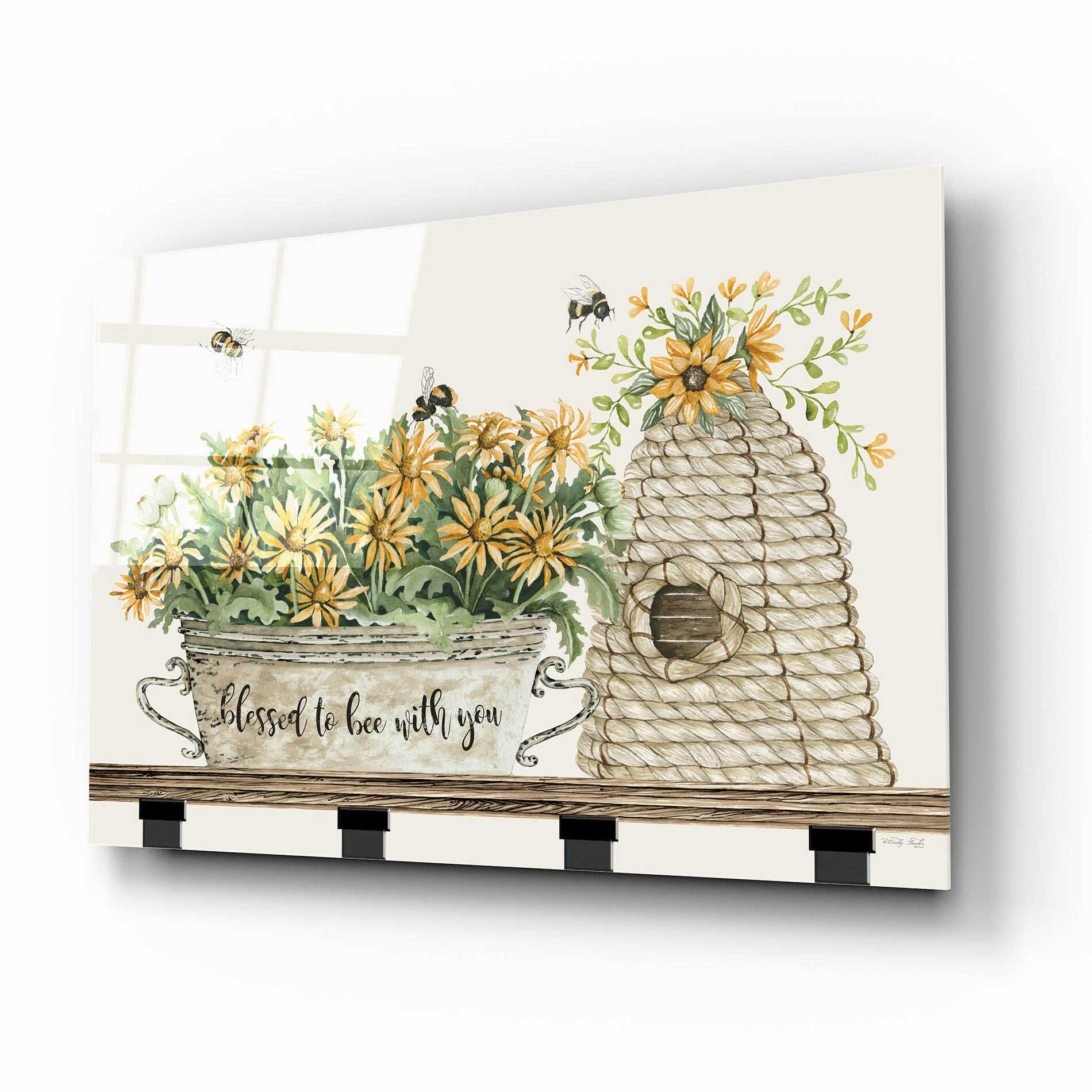 Epic Art 'Blessed to Be With You Bee Hive' by Cindy Jacobs, Acrylic Glass Wall Art,16x12